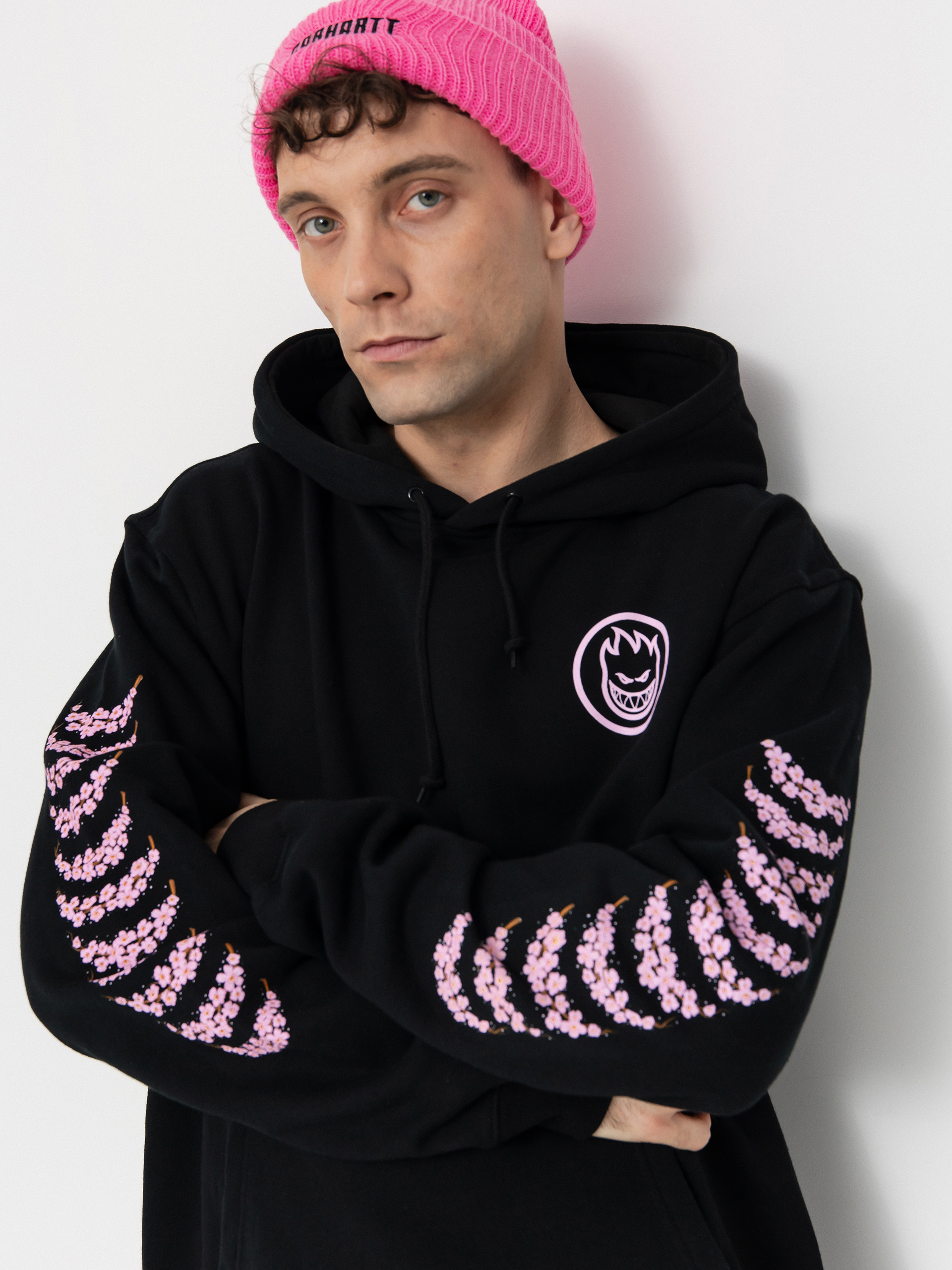 Hanorac cu glugă Spitfire Cherry Bloosom HD (black)