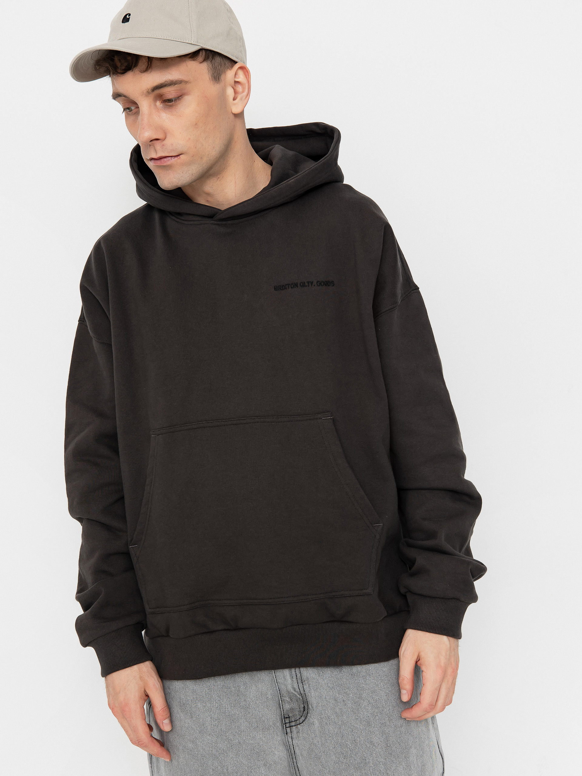 Hanorac cu glugă Brixton Embroidered Heavy Weight HD (washed black)