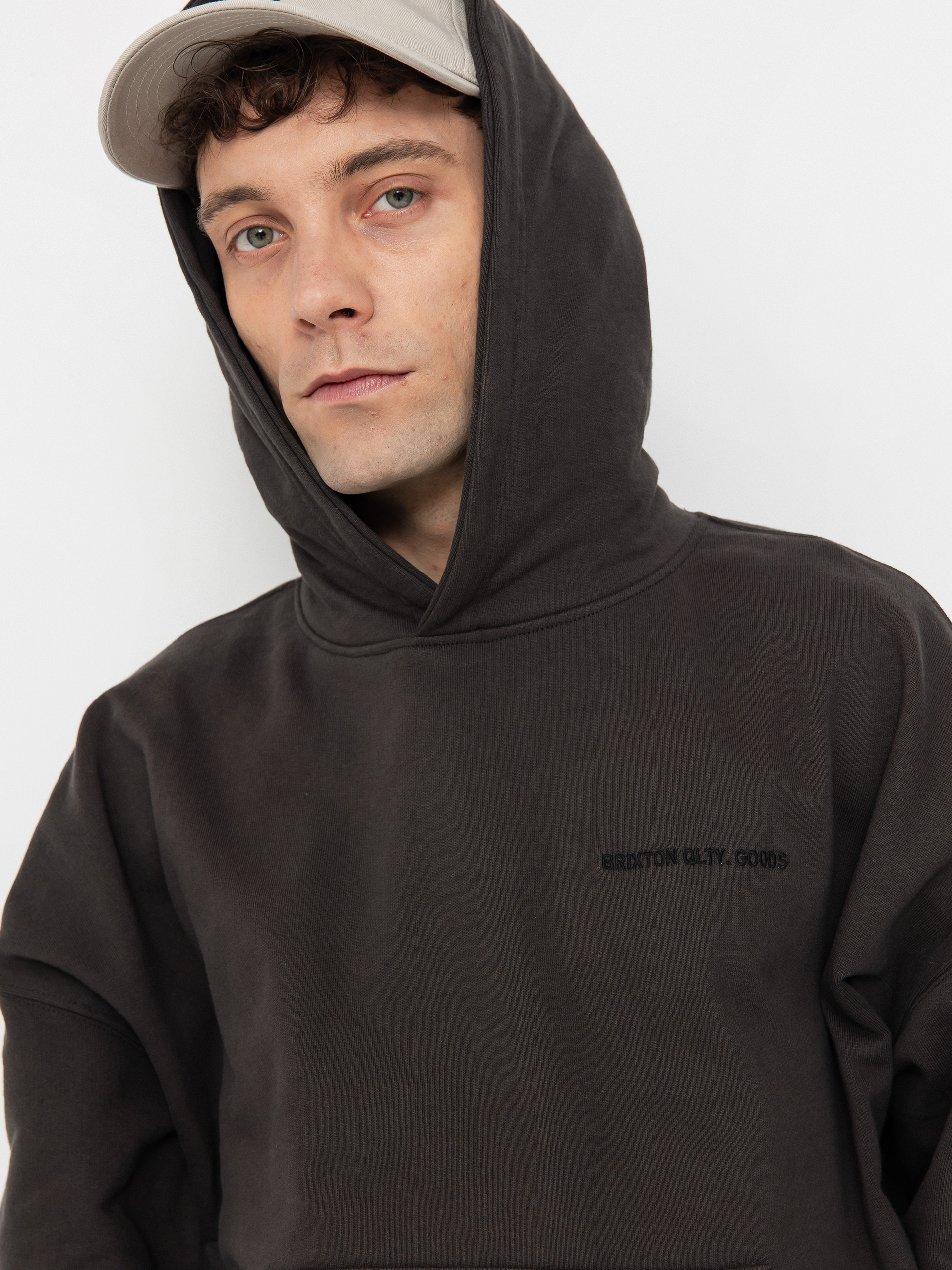 Hanorac cu glugă Brixton Embroidered Heavy Weight HD (washed black)