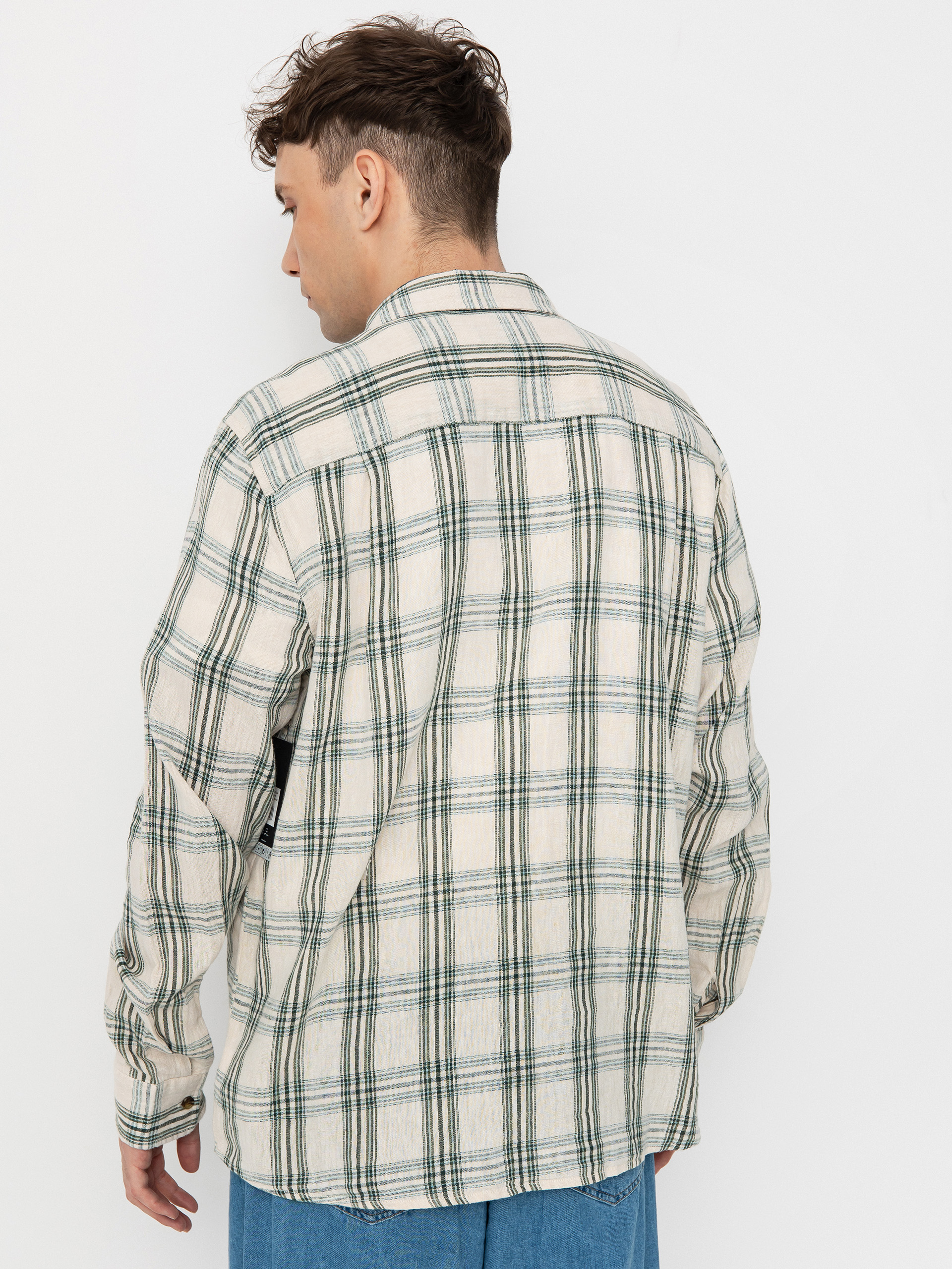 Cămașă Brixton Charter Linen Blend Ls (off white/ivy green plaid)