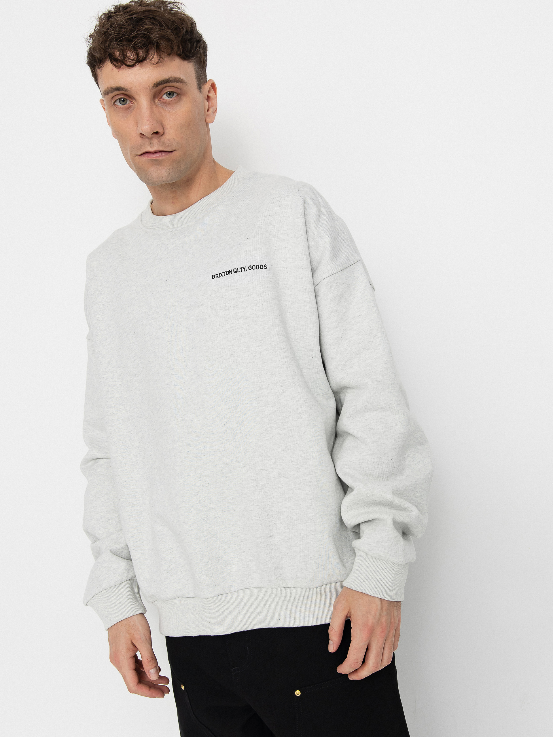 Hanorac Brixton Embroidered Heavy Weight Crew (heather grey ash)
