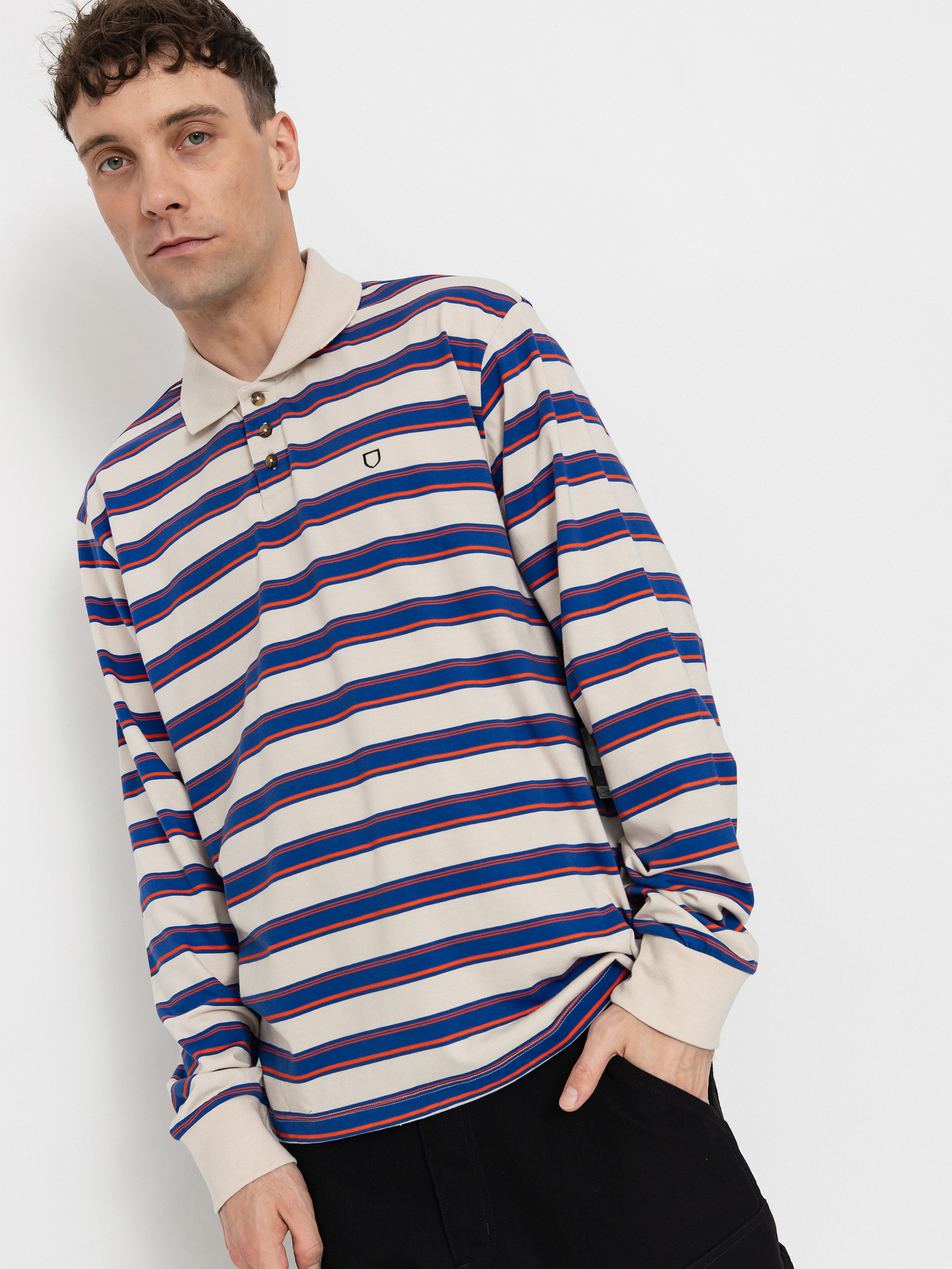 Longsleeve Brixton Vintage Stripe Polo Knit (electric blue/flame/whitecap)