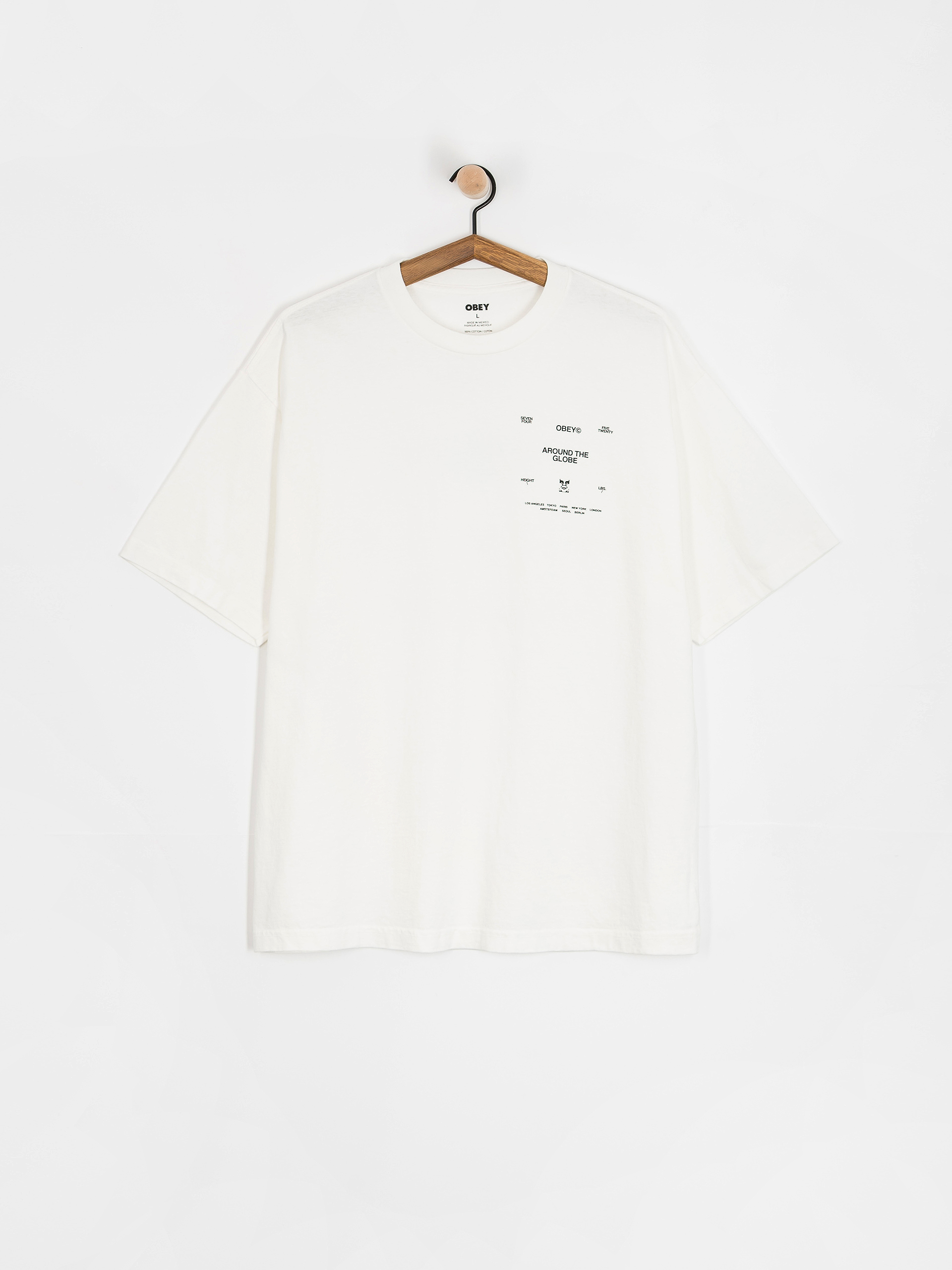 Tricou OBEY Around The Globe (pigment vintage white)