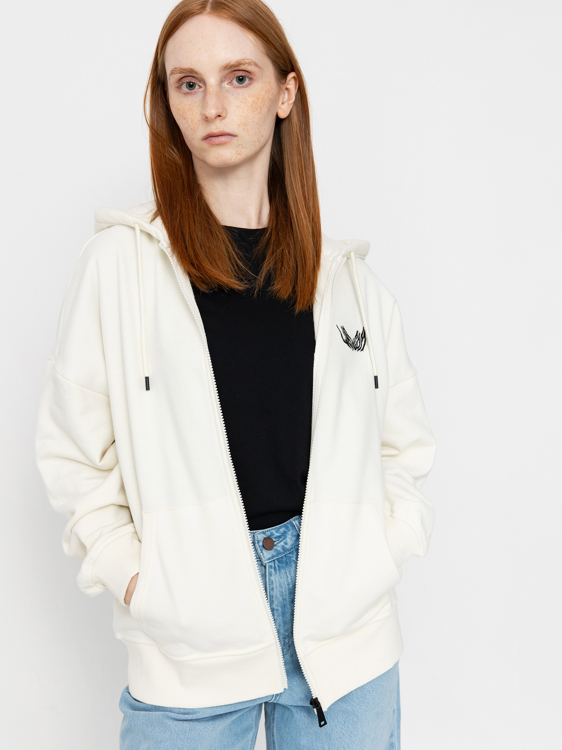 Hanorac cu glugă Volcom Fa Alix ZHD Wmn (star white)