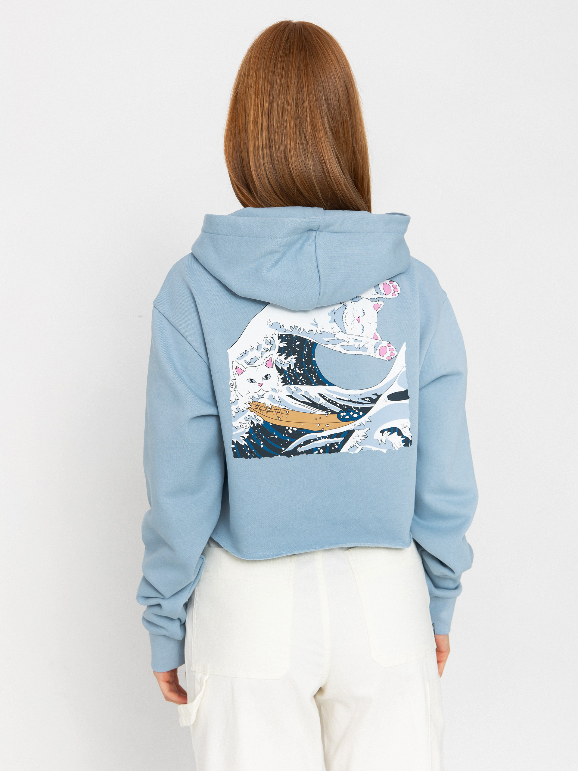Hanorac cu glugă RipNDip Great Wave HD Wmn (powder blue)
