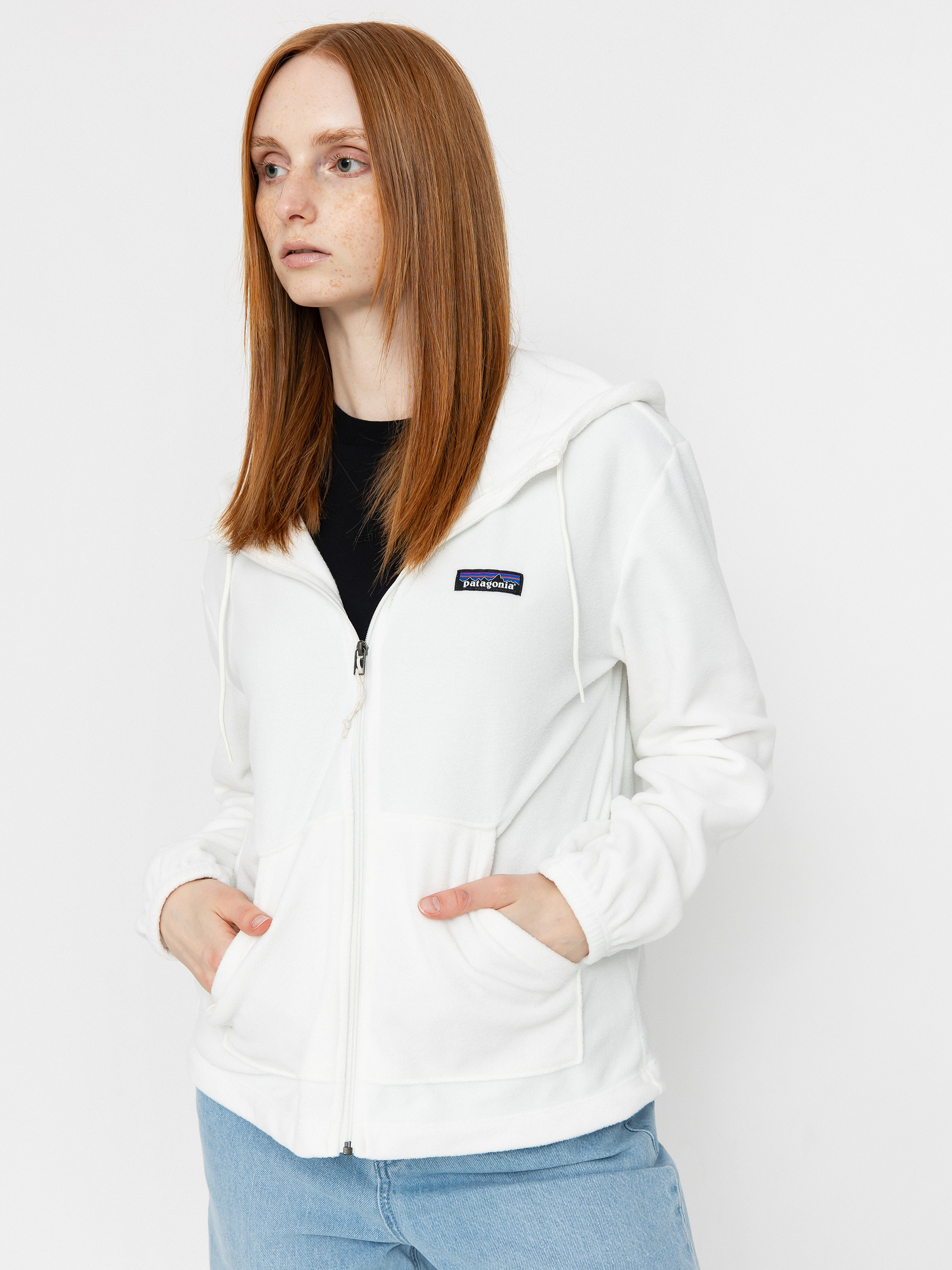Hanorac cu glugă Patagonia Micro D ZHD Wmn (birch white)