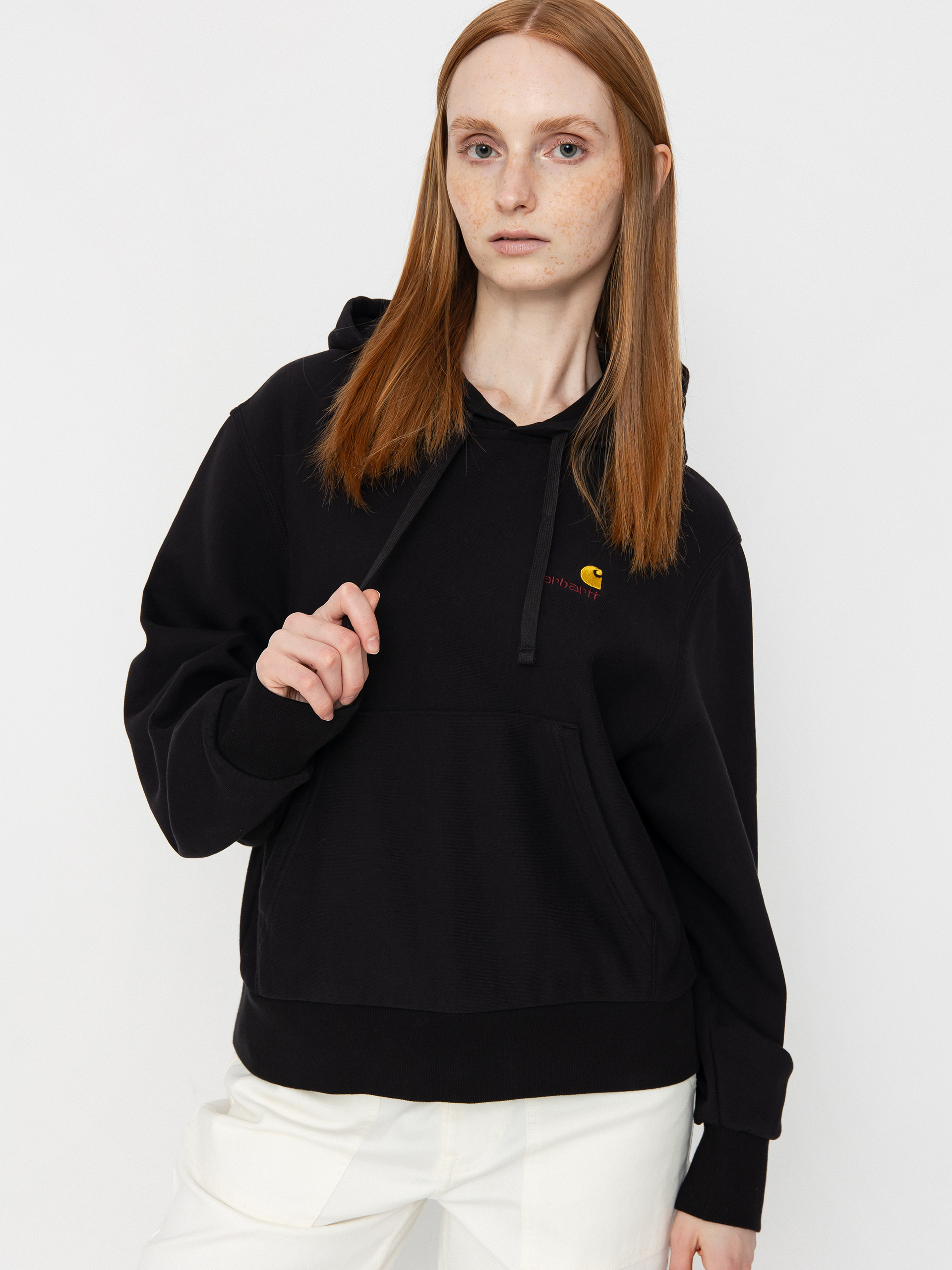 Hanorac cu glugă Carhartt WIP American Script HD Wmn (black)