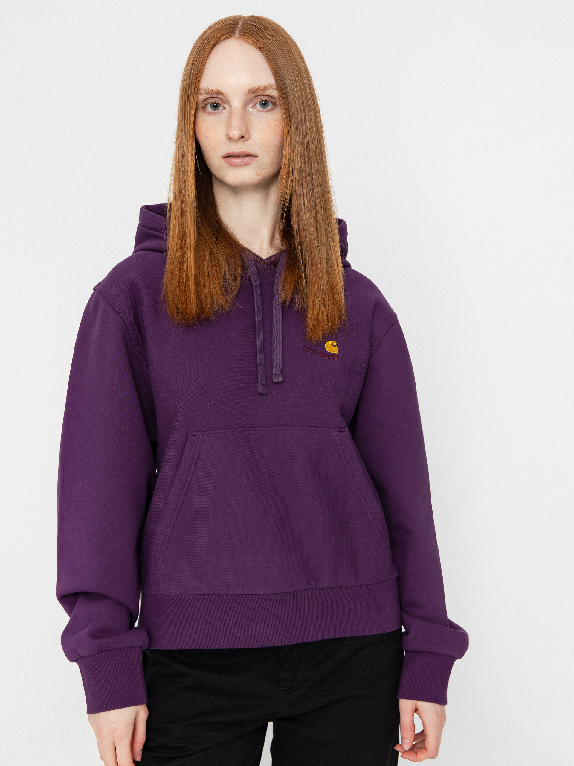 Hanorac cu glugă Carhartt WIP American Script HD Wmn (huckleberry)