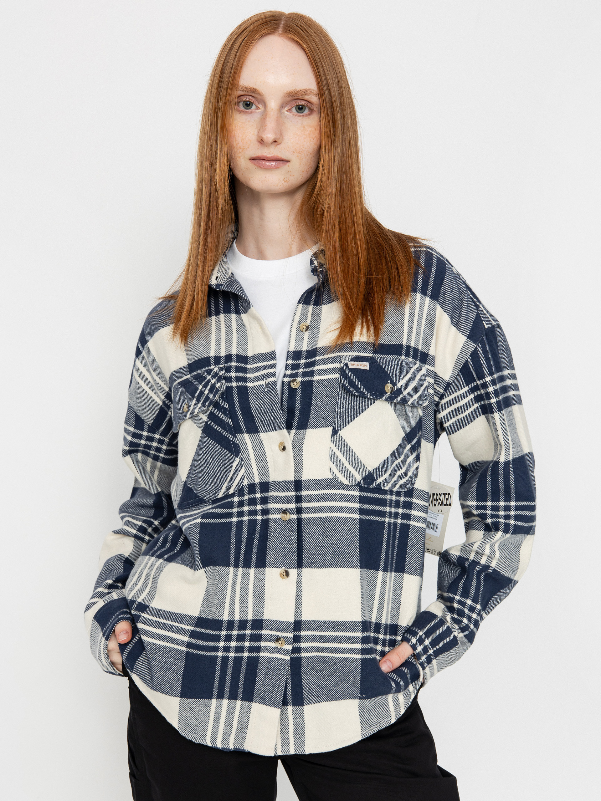 Cu0103mau0219u0103 Brixton Bowery Classic Flannel Wmn (azure blue/whitecap plaid)