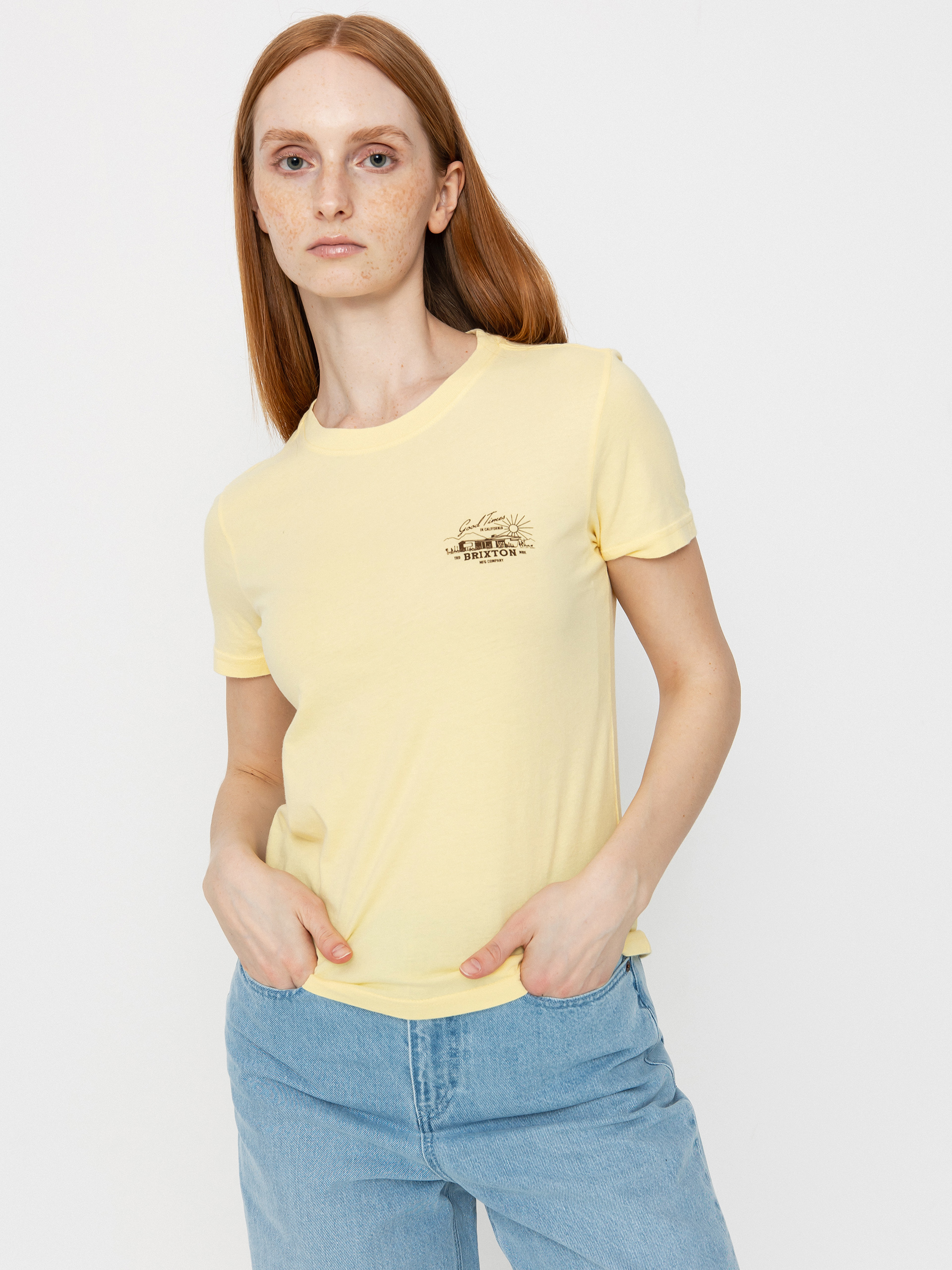 Tricou Brixton Good Times Fitted Crew Wmn (panna cotta)