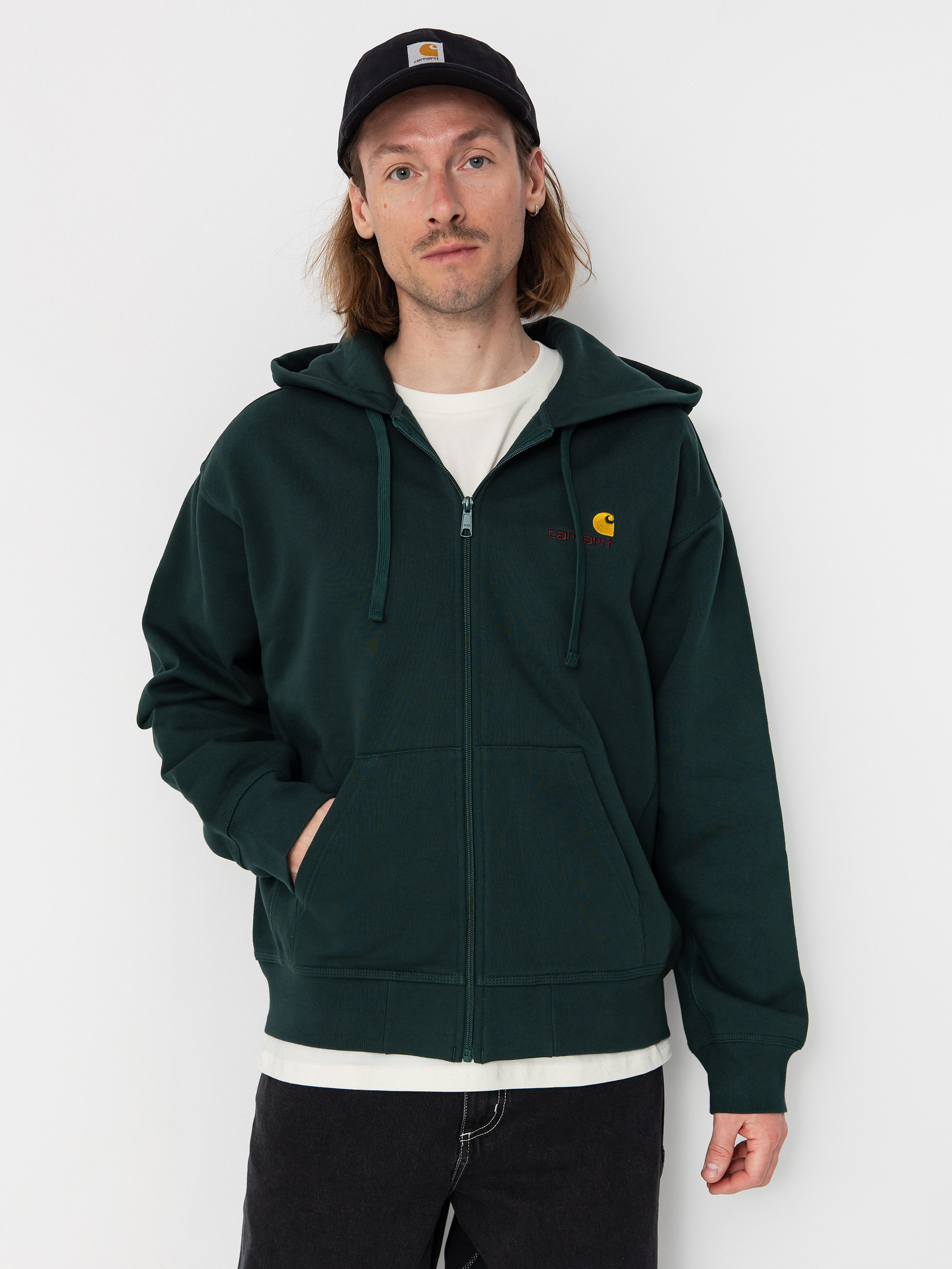 Hanorac cu glugă Carhartt WIP American Script ZHD (conifer)