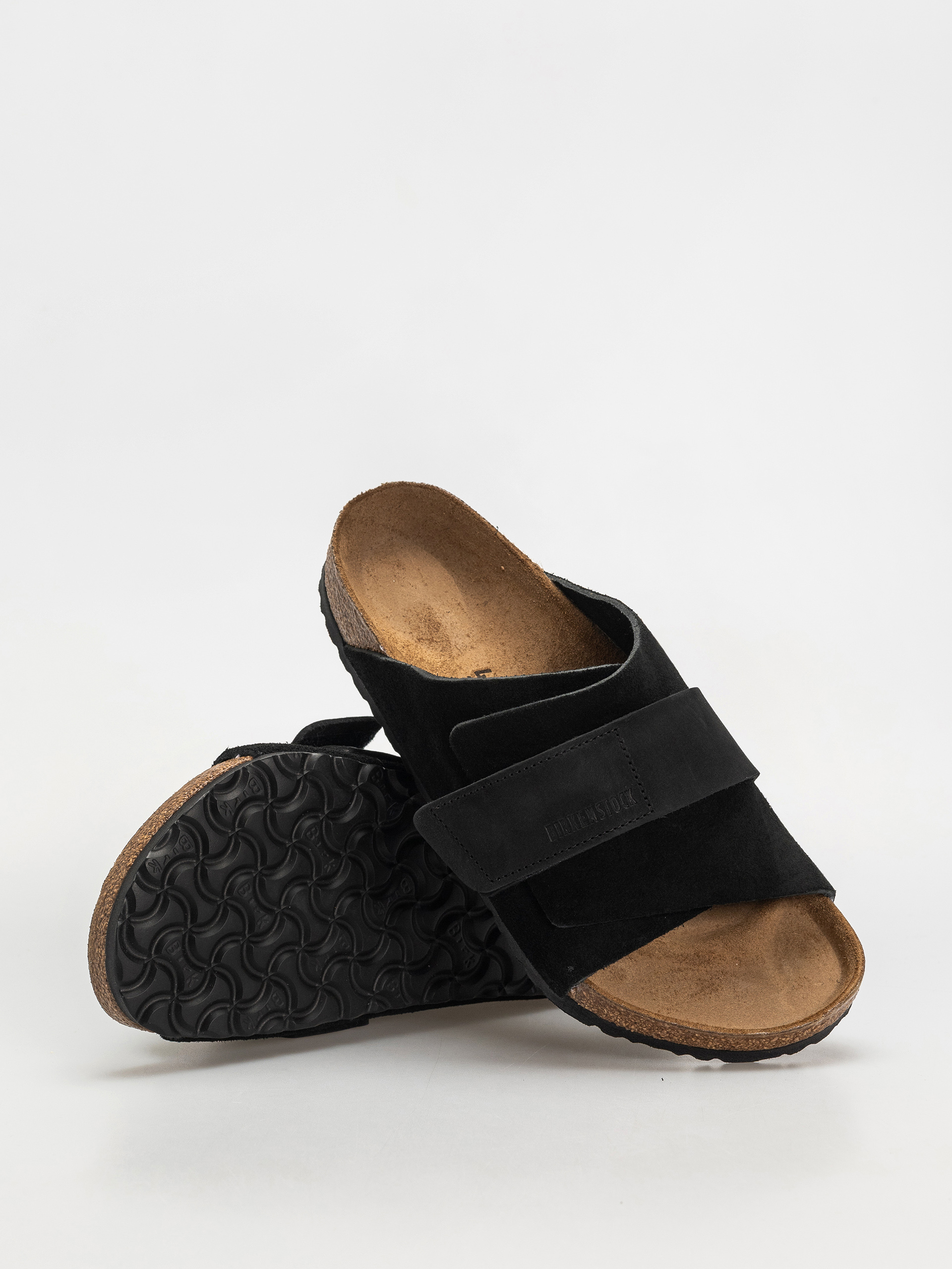 Șlapi Birkenstock Kyoto Nubuck Suede Leather Regular (black)