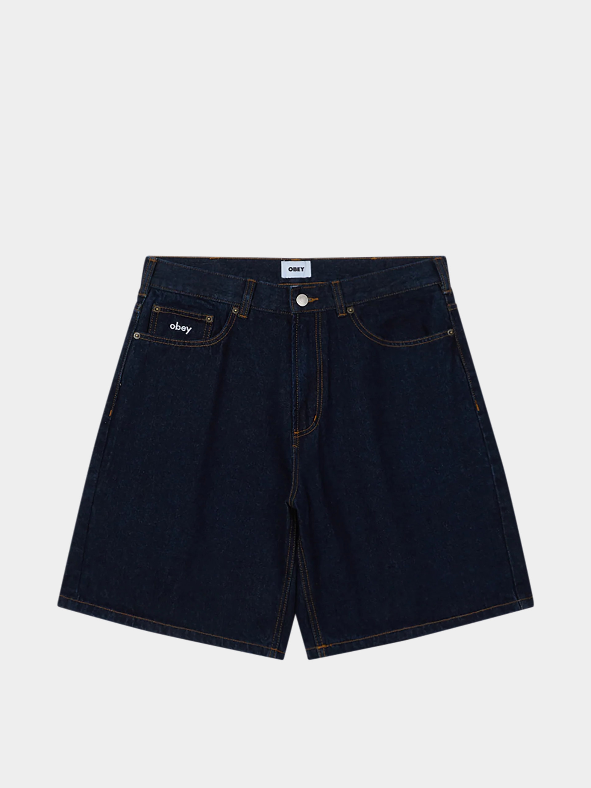 Pantaloni scurți OBEY Bigwig Baggy Denim (rinse indigo)