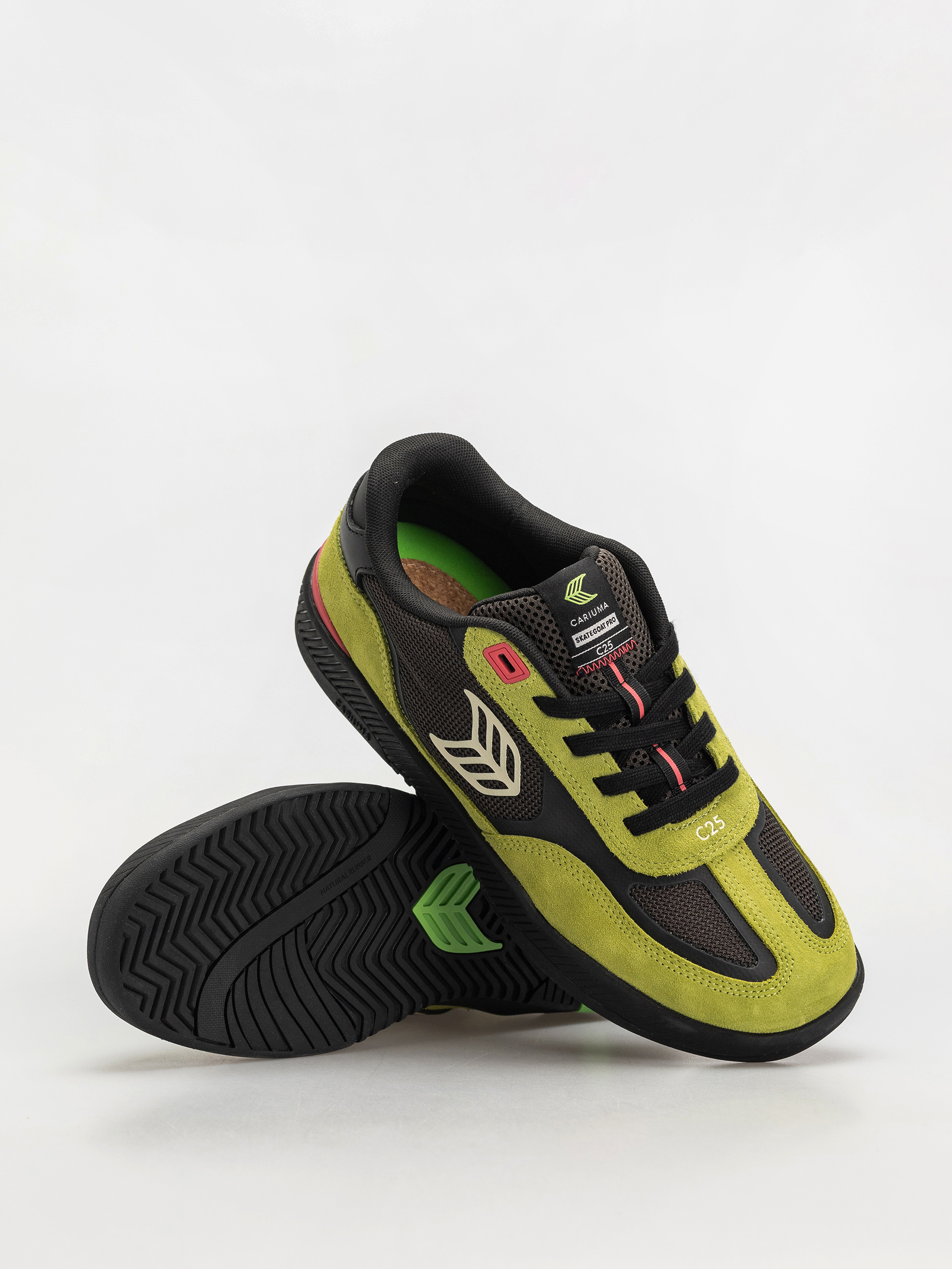 Pantofi Cariuma Skategoat C25 Pro (lime green suede black mesh ivory logo pink)