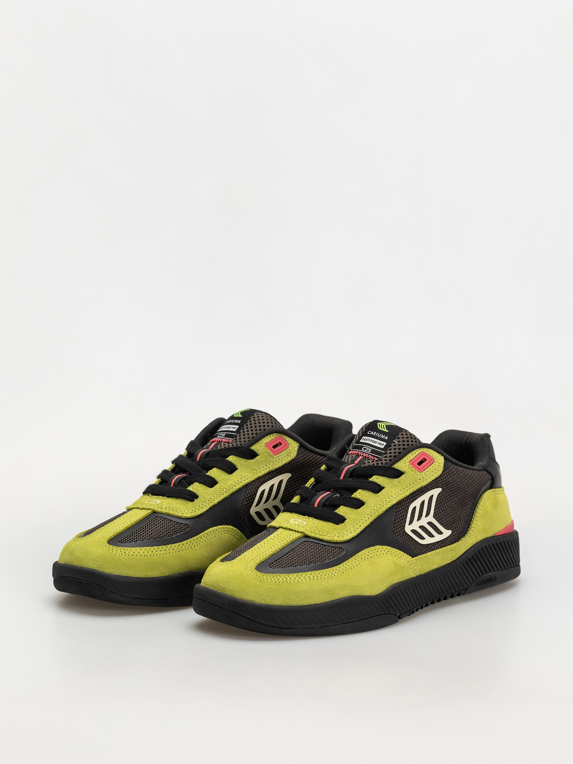 Pantofi Cariuma Skategoat C25 Pro (lime green suede black mesh ivory logo pink)