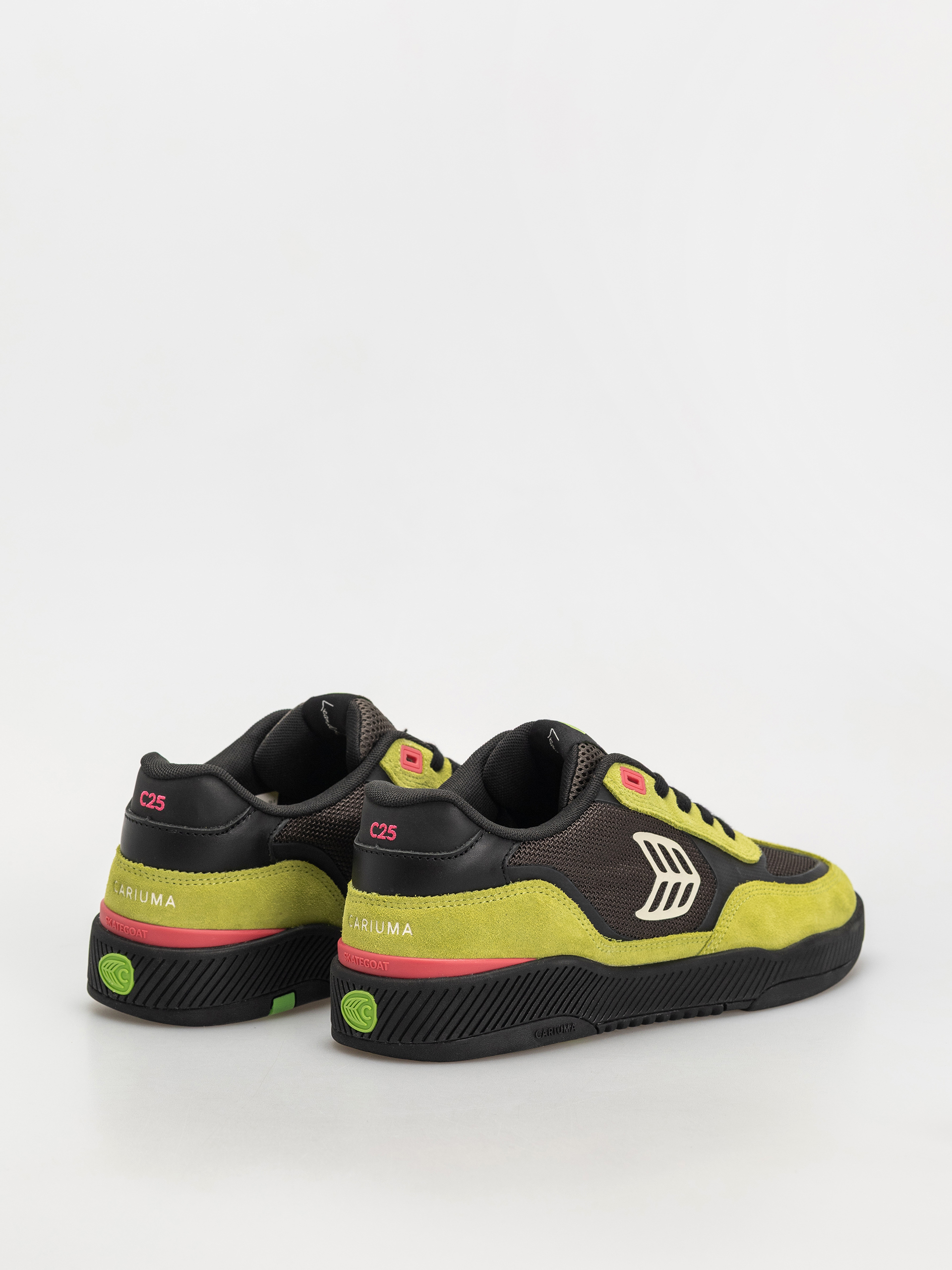 Pantofi Cariuma Skategoat C25 Pro (lime green suede black mesh ivory logo pink)