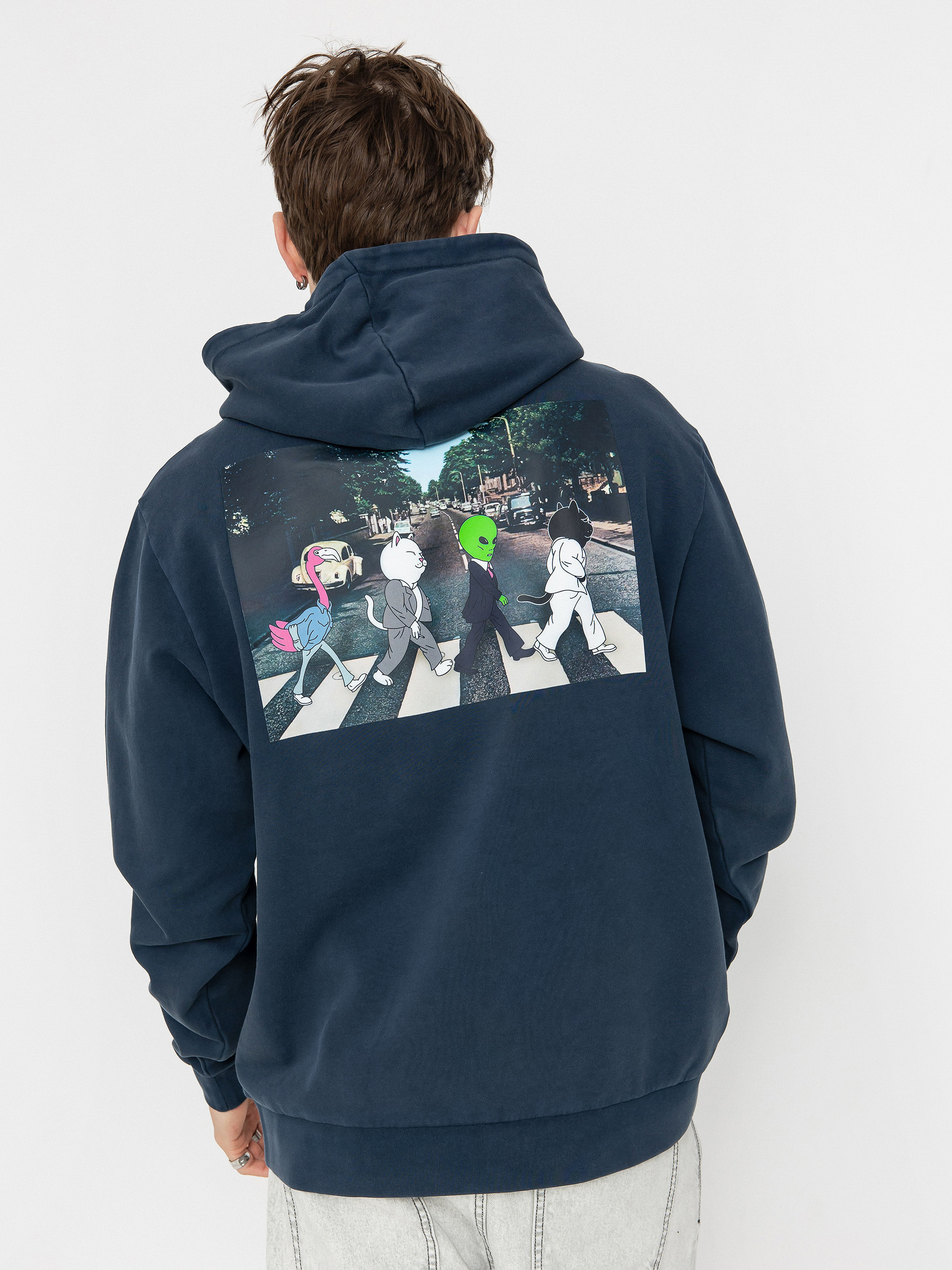 Hanorac cu glugă RipNDip Crosswalk HD (navy vintage wash)