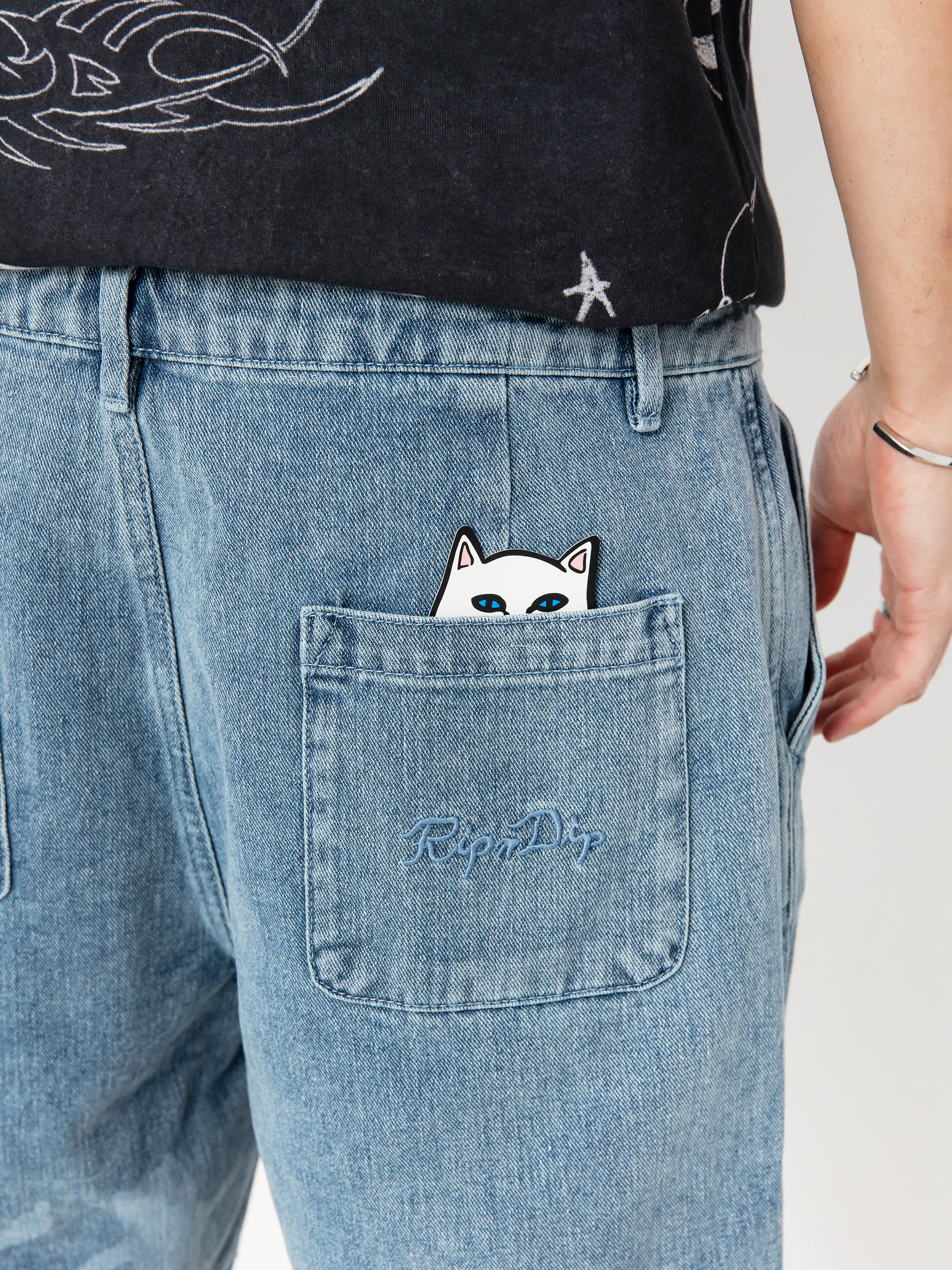Pantaloni scurți RipNDip Cosmic Nerm (medium wash)
