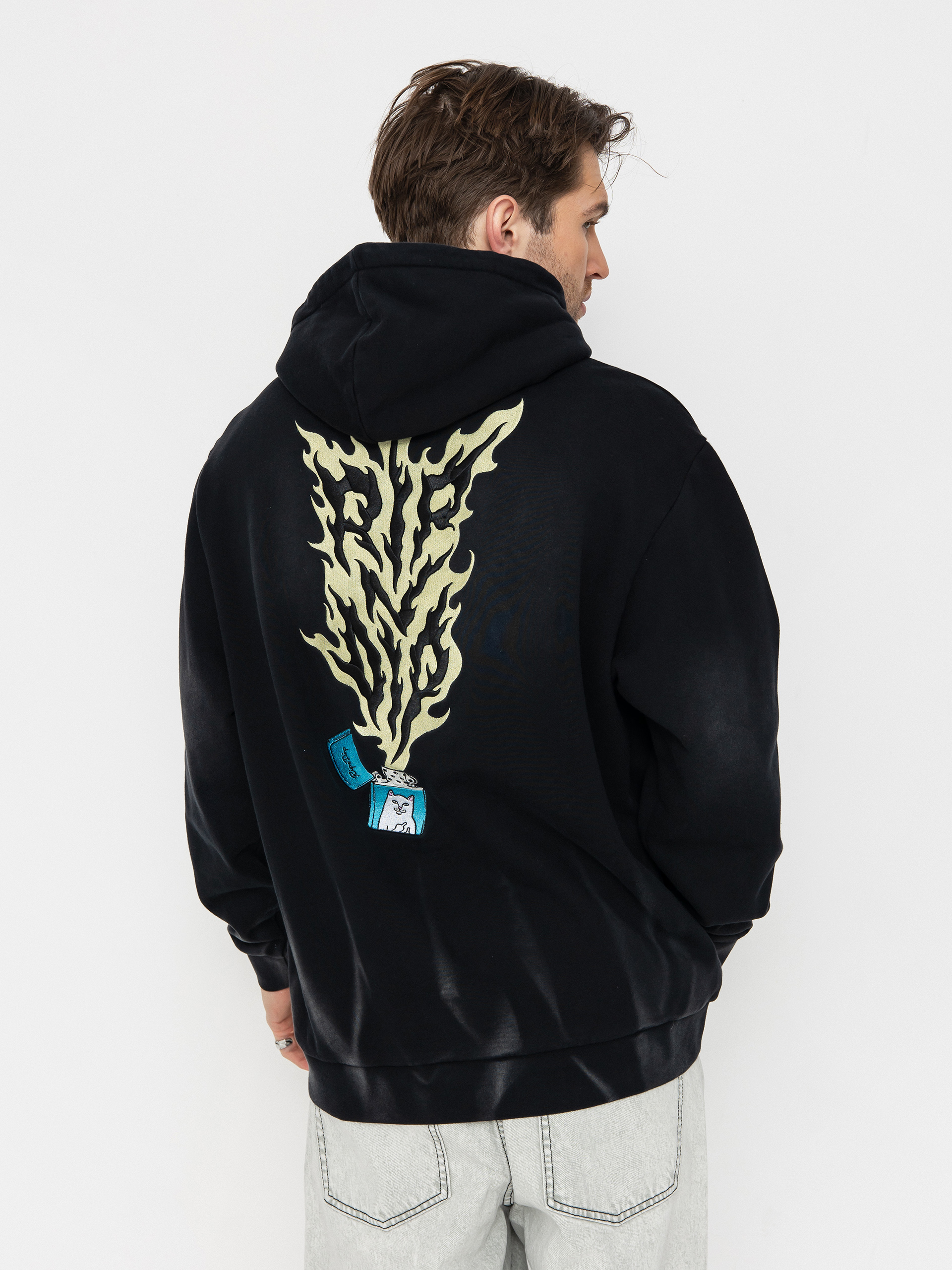 Hanorac cu glugă RipNDip Ripnlit HD (black vintage wash)