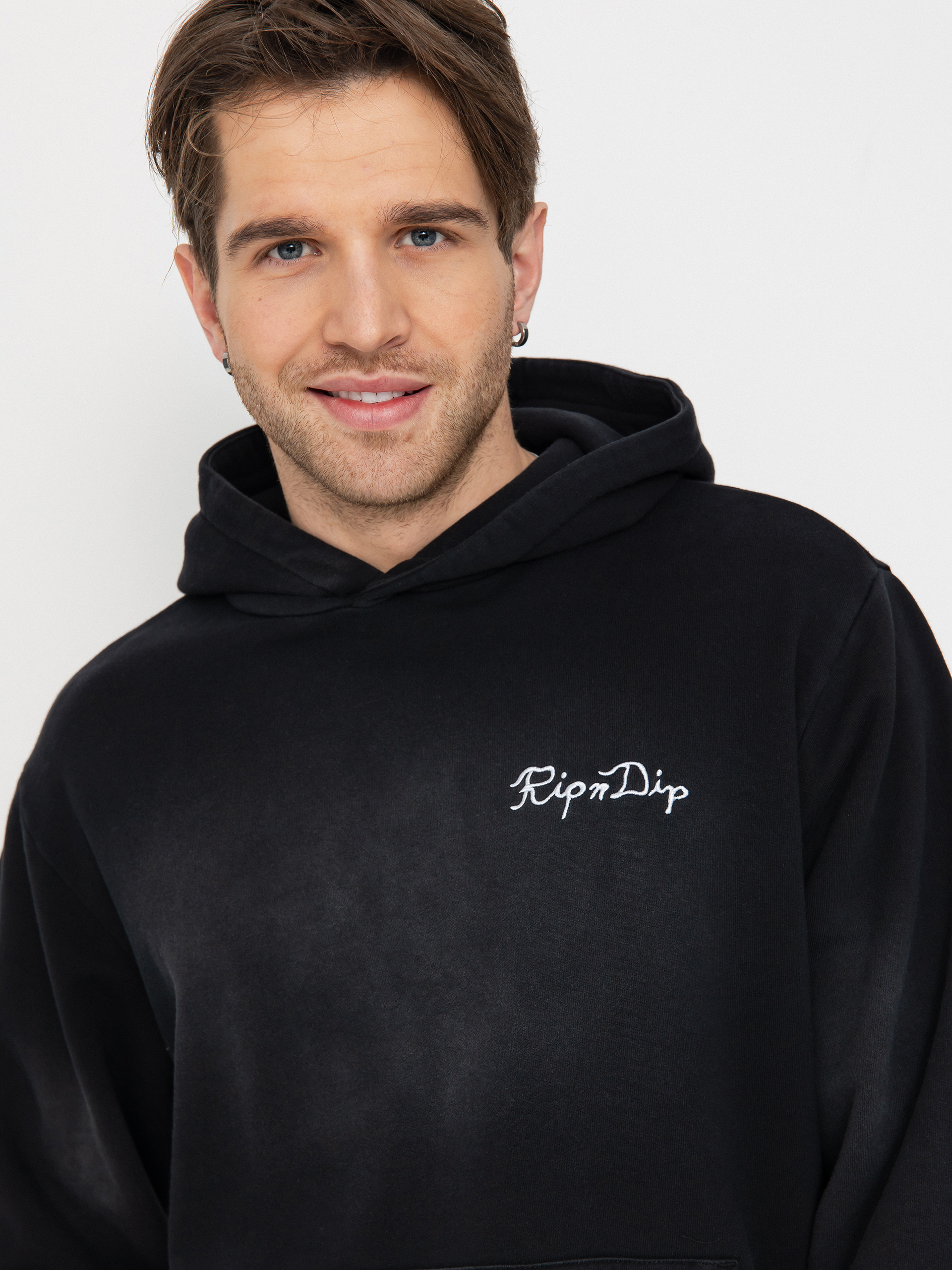 Hanorac cu glugă RipNDip Ripnlit HD (black vintage wash)
