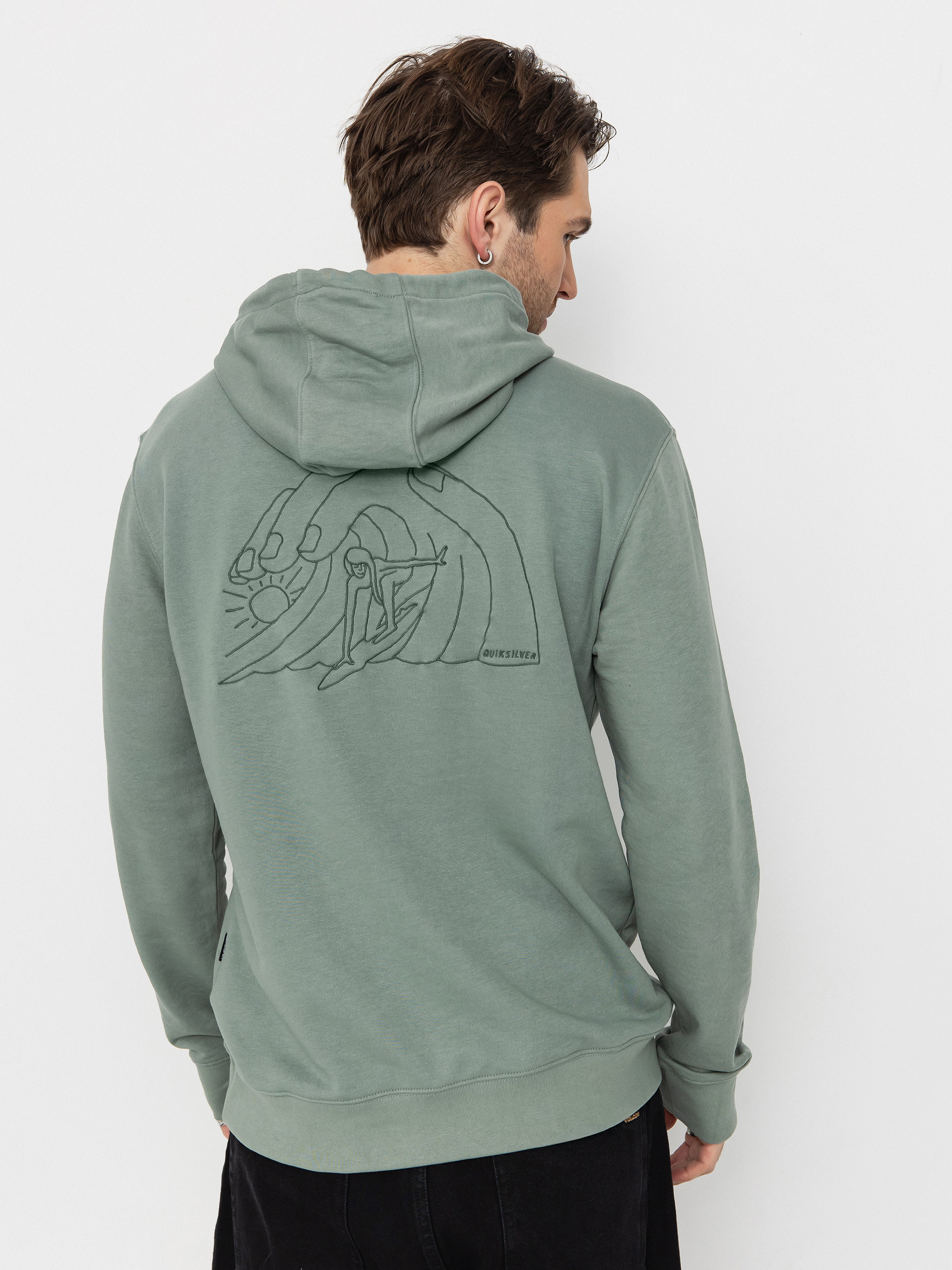 Hanorac cu glugă Quiksilver Graphic Mix HD (chinois green)