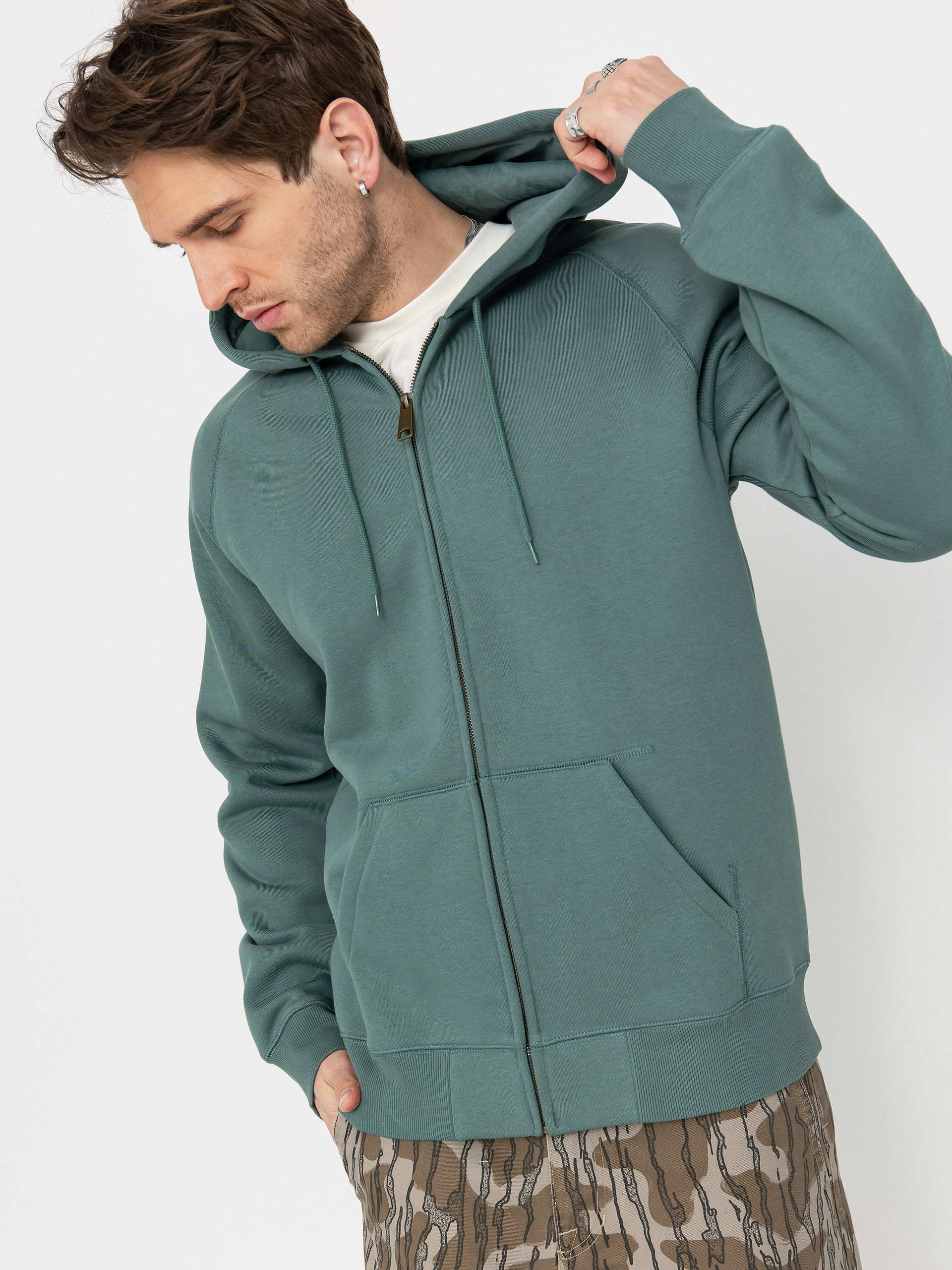 Hanorac cu glugă Carhartt WIP Chase ZHD (silver pine/gold)