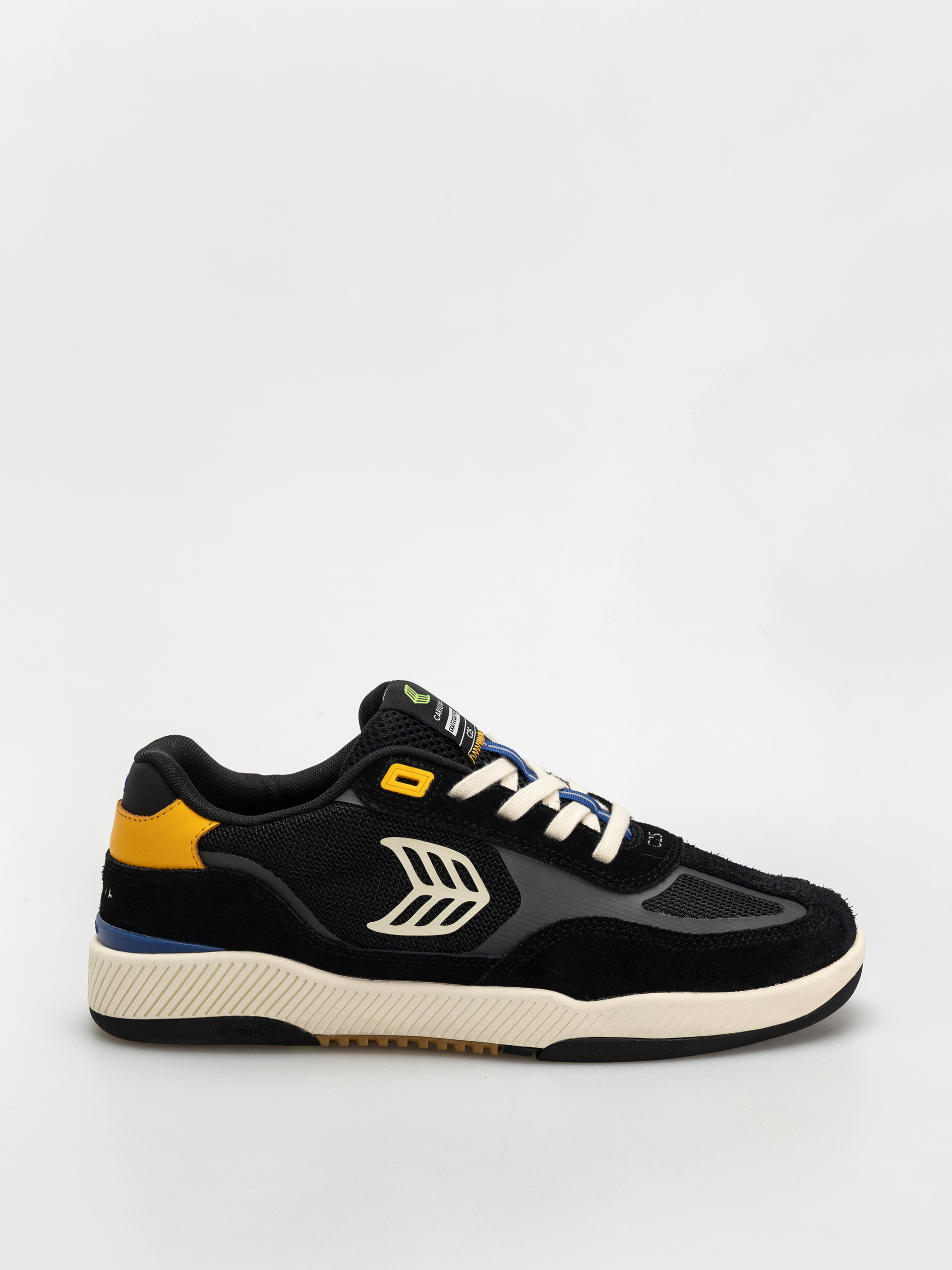 Pantofi Cariuma Skategoat C25 Pro (black suede and mesh ivory logo yellow)