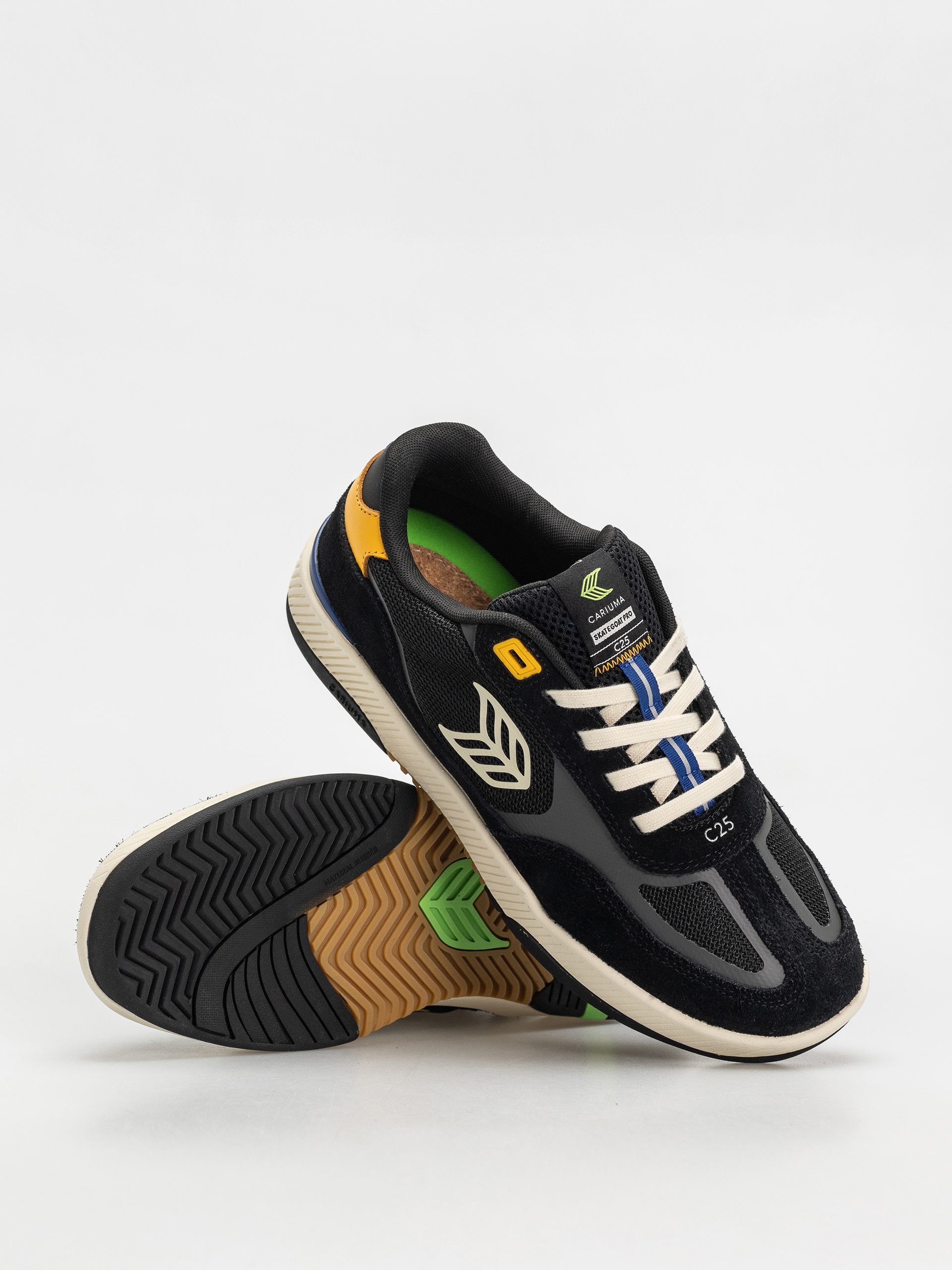 Pantofi Cariuma Skategoat C25 Pro (black suede and mesh ivory logo yellow)
