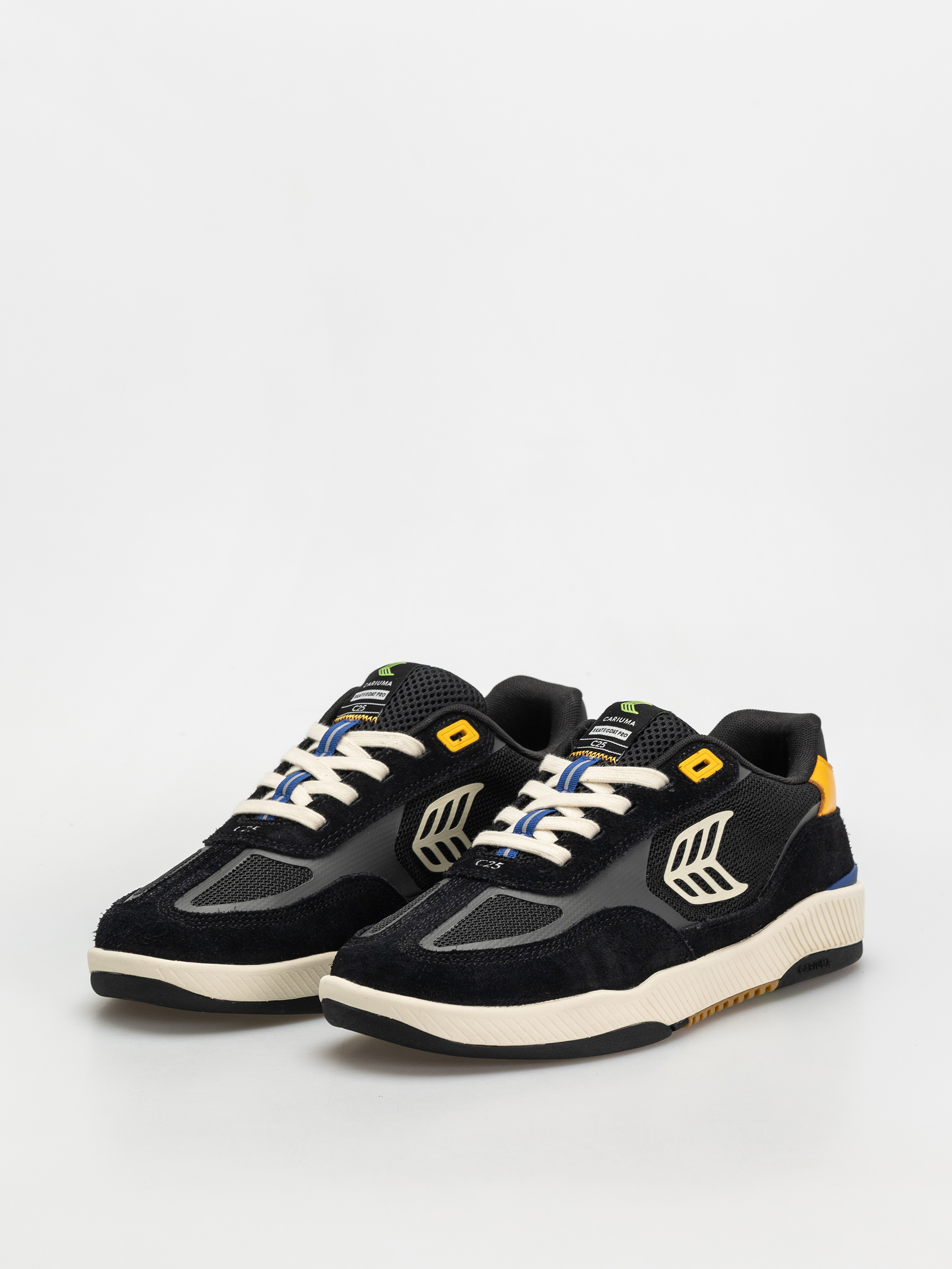 Pantofi Cariuma Skategoat C25 Pro (black suede and mesh ivory logo yellow)