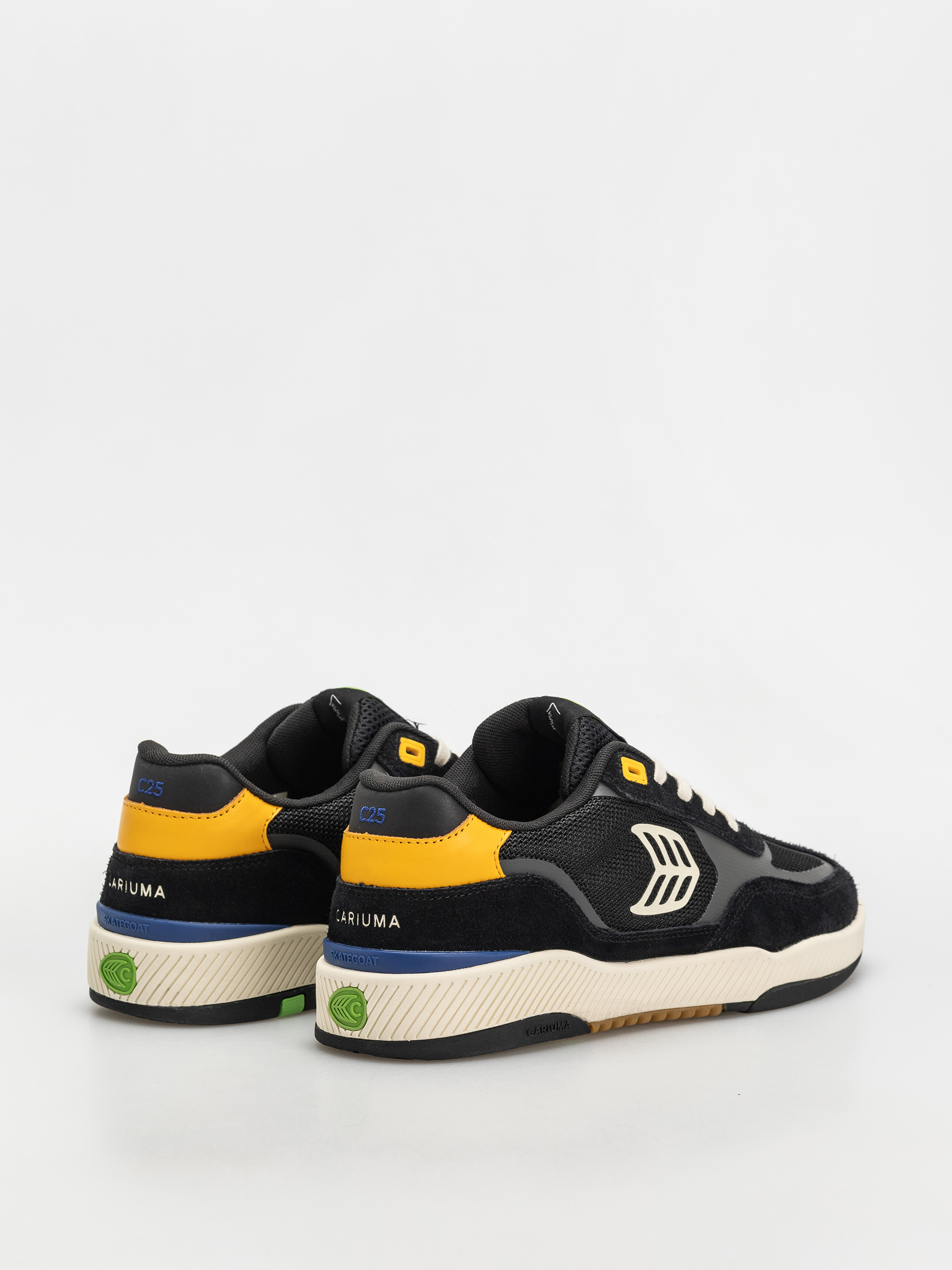 Pantofi Cariuma Skategoat C25 Pro (black suede and mesh ivory logo yellow)