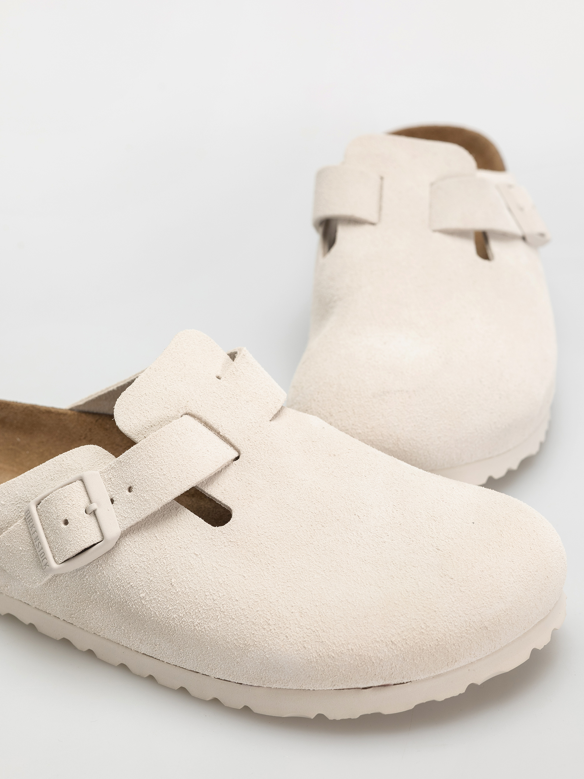Șlapi Birkenstock Boston Suede Leather Narrow Wmn (antique white)