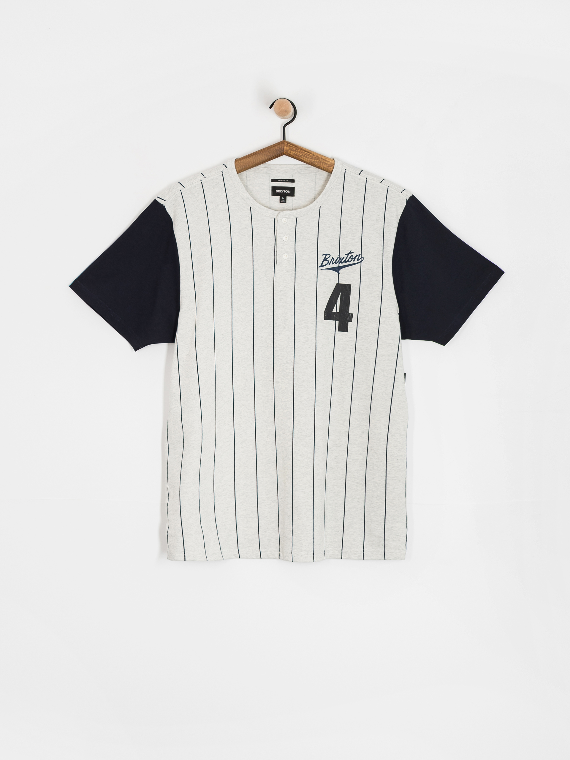Tricou Brixton The League Baseball (heather grey ash/washed navy)