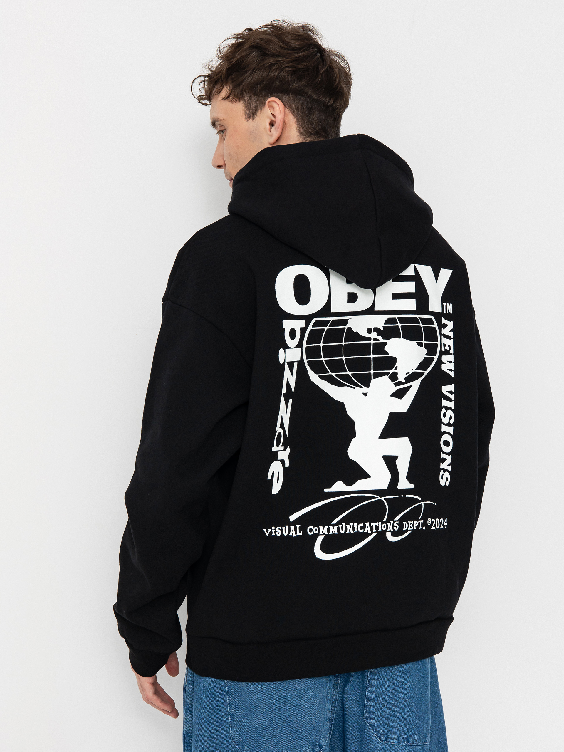 Hanorac cu glugă OBEY New Visions Extra Heavy HD (black)