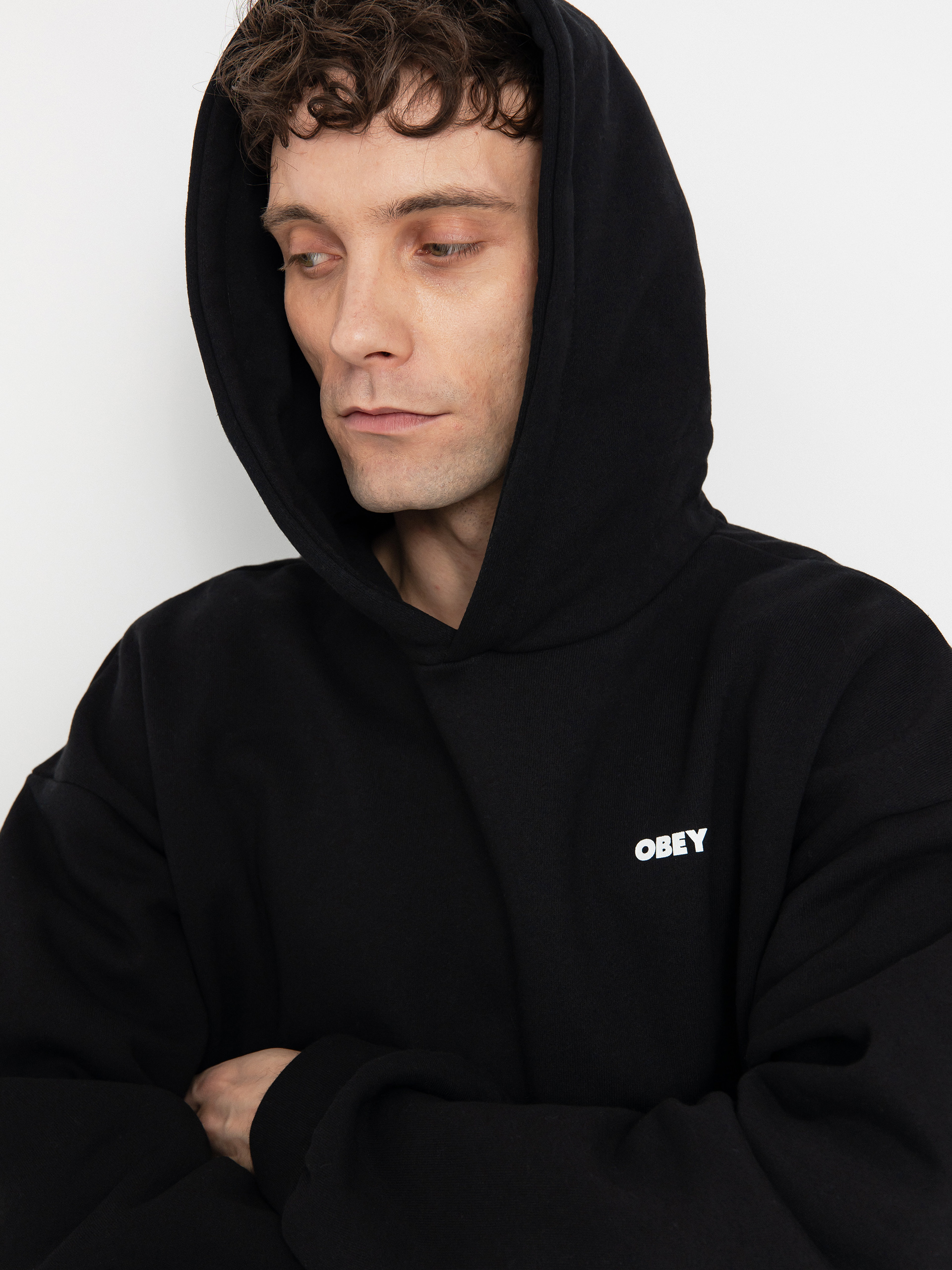 Hanorac cu glugă OBEY Bold Icon Extra Heavy HD (black)