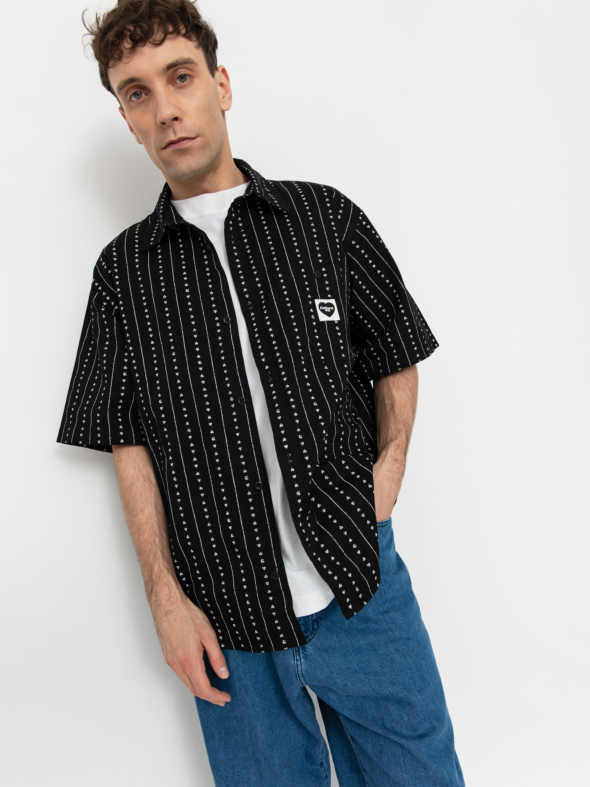 Cămașă Carhartt WIP Drewe (heart c pinstripe/black/natural)