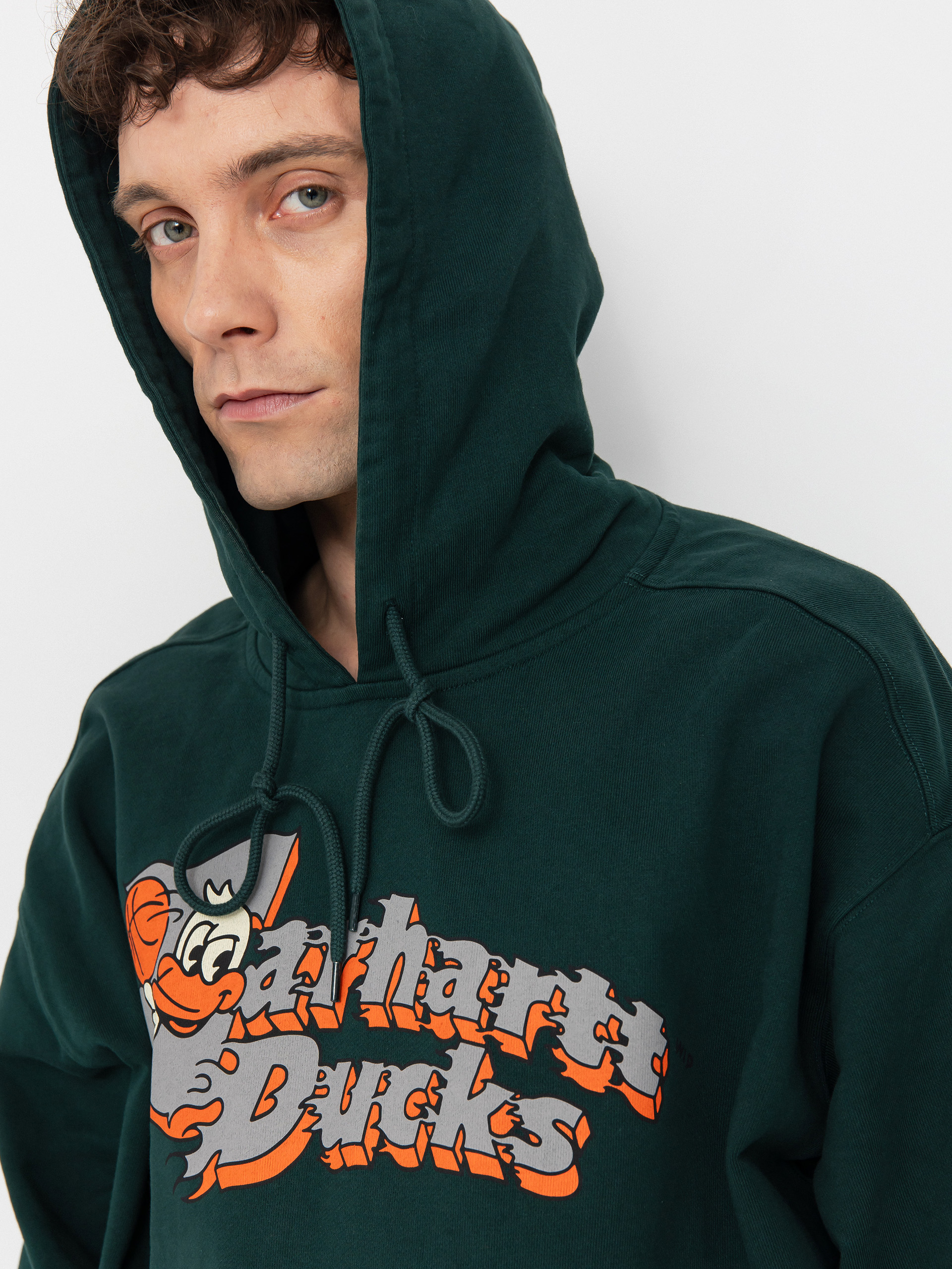 Hanorac cu glugă Carhartt WIP Flaming Ducks HD (conifer)