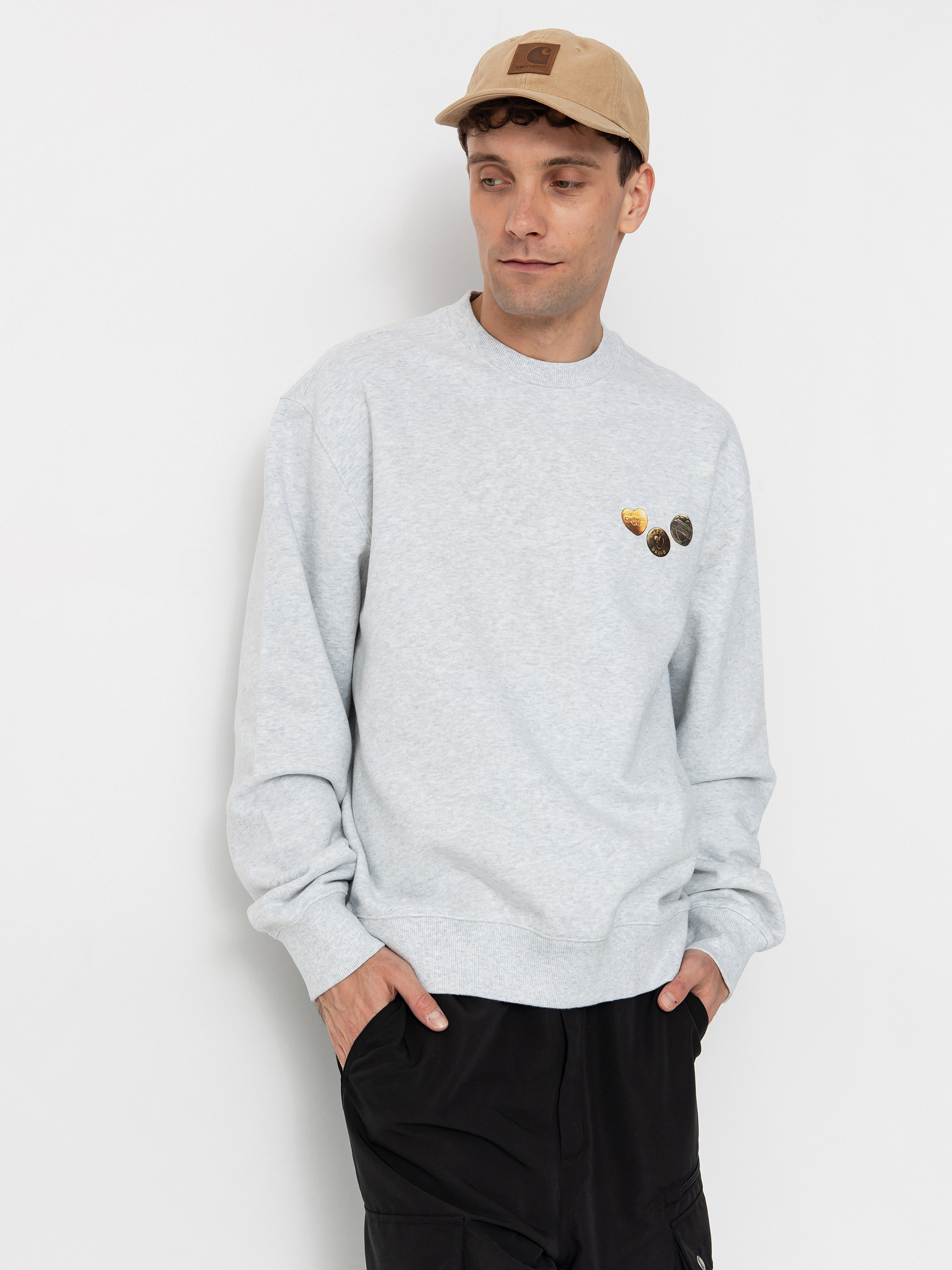 Hanorac Carhartt WIP Button (ash heather)