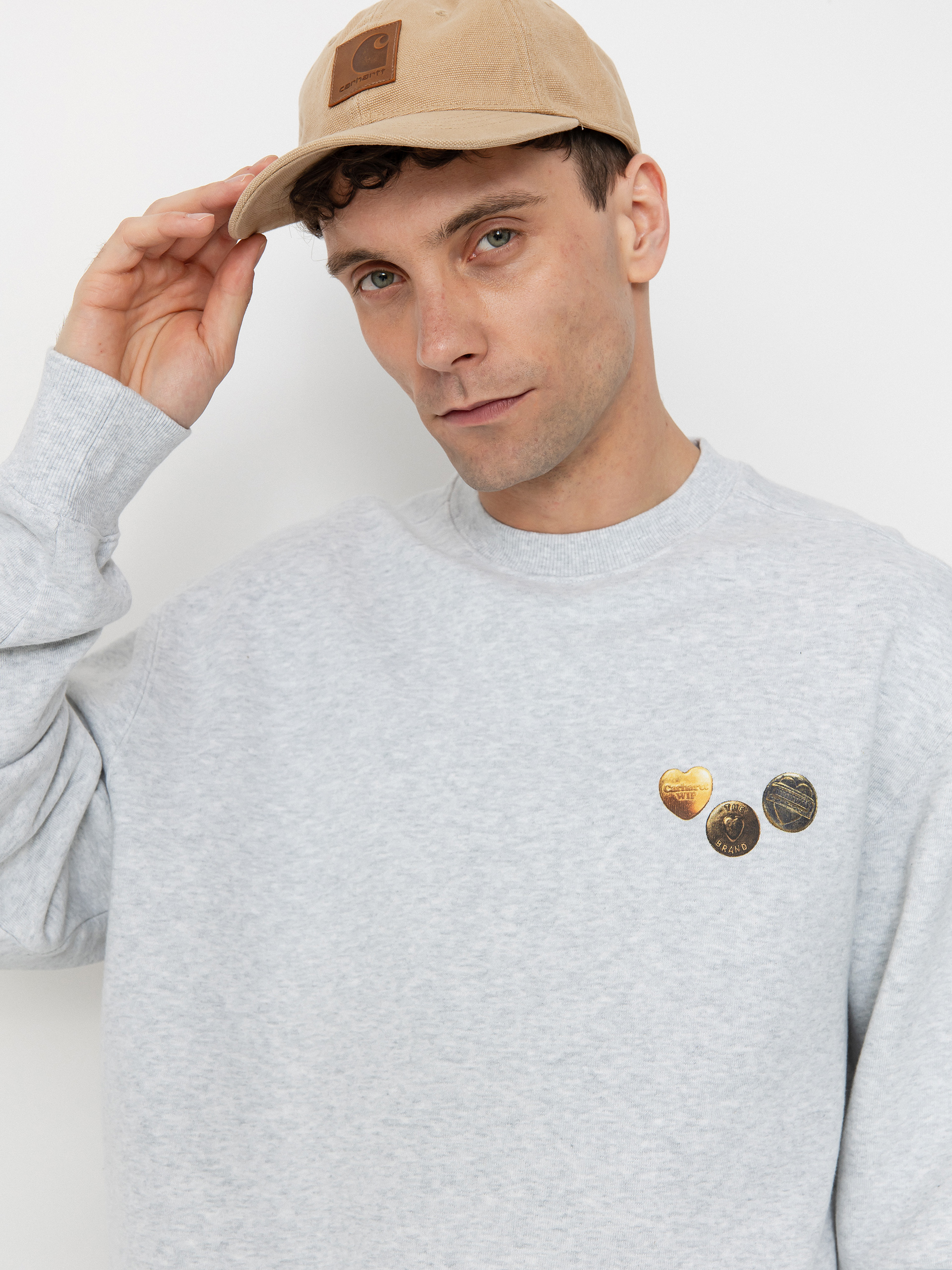 Hanorac Carhartt WIP Button (ash heather)