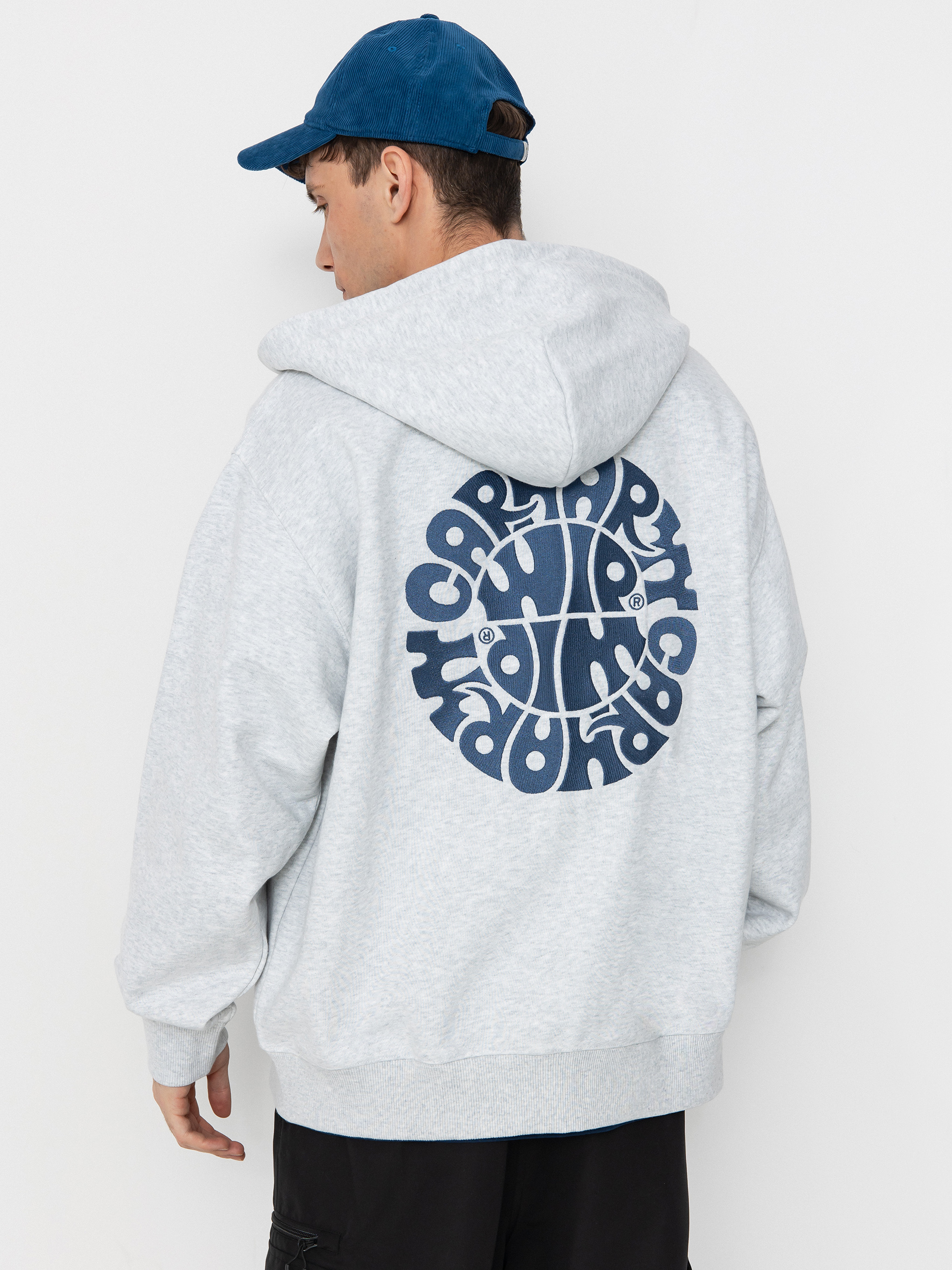 Hanorac cu glugă Carhartt WIP Jazzy ZHD (ash heather/blue iris)