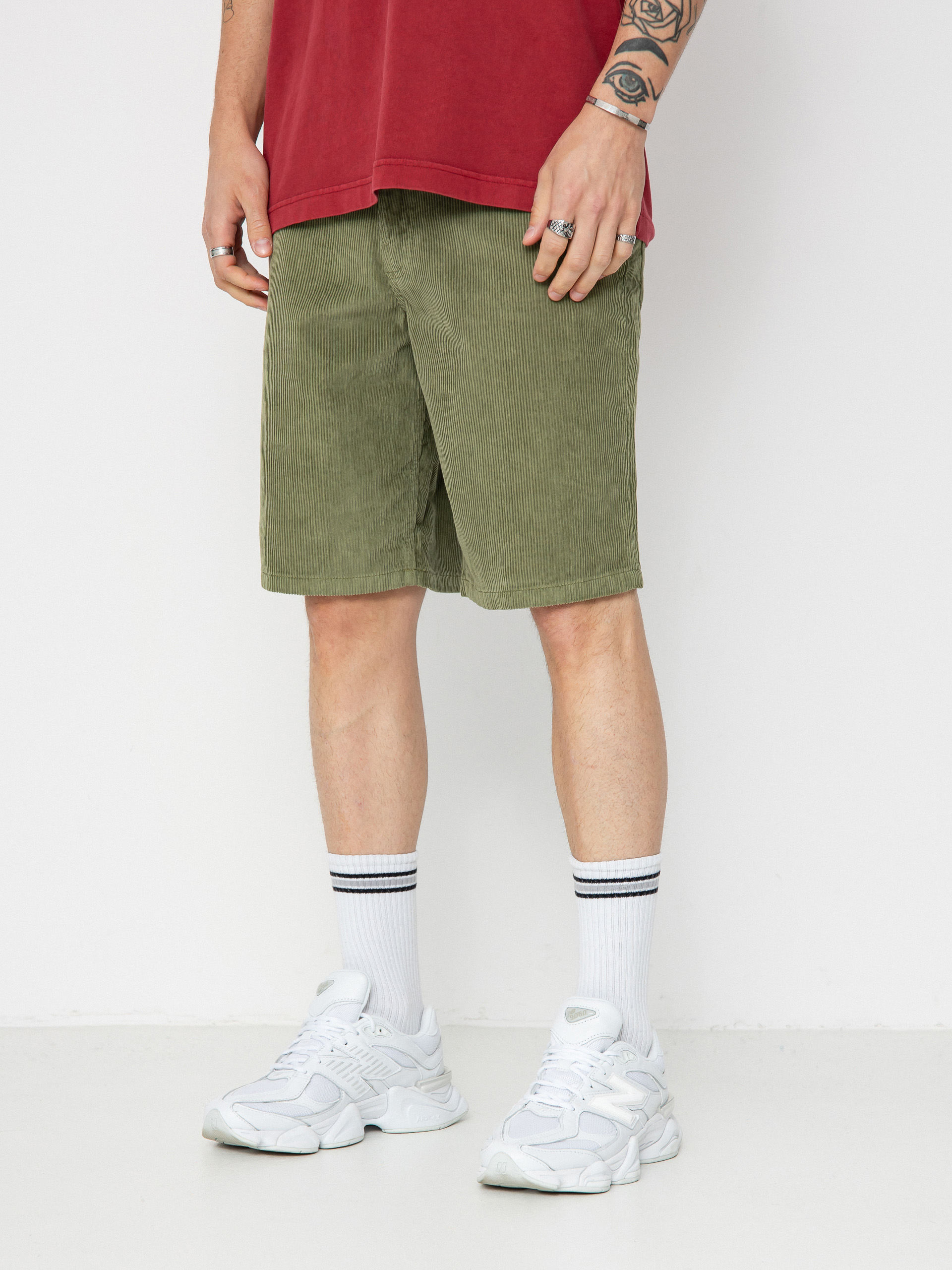Pantaloni scurți Vans Check 5 Loose Corduroy (loden green)
