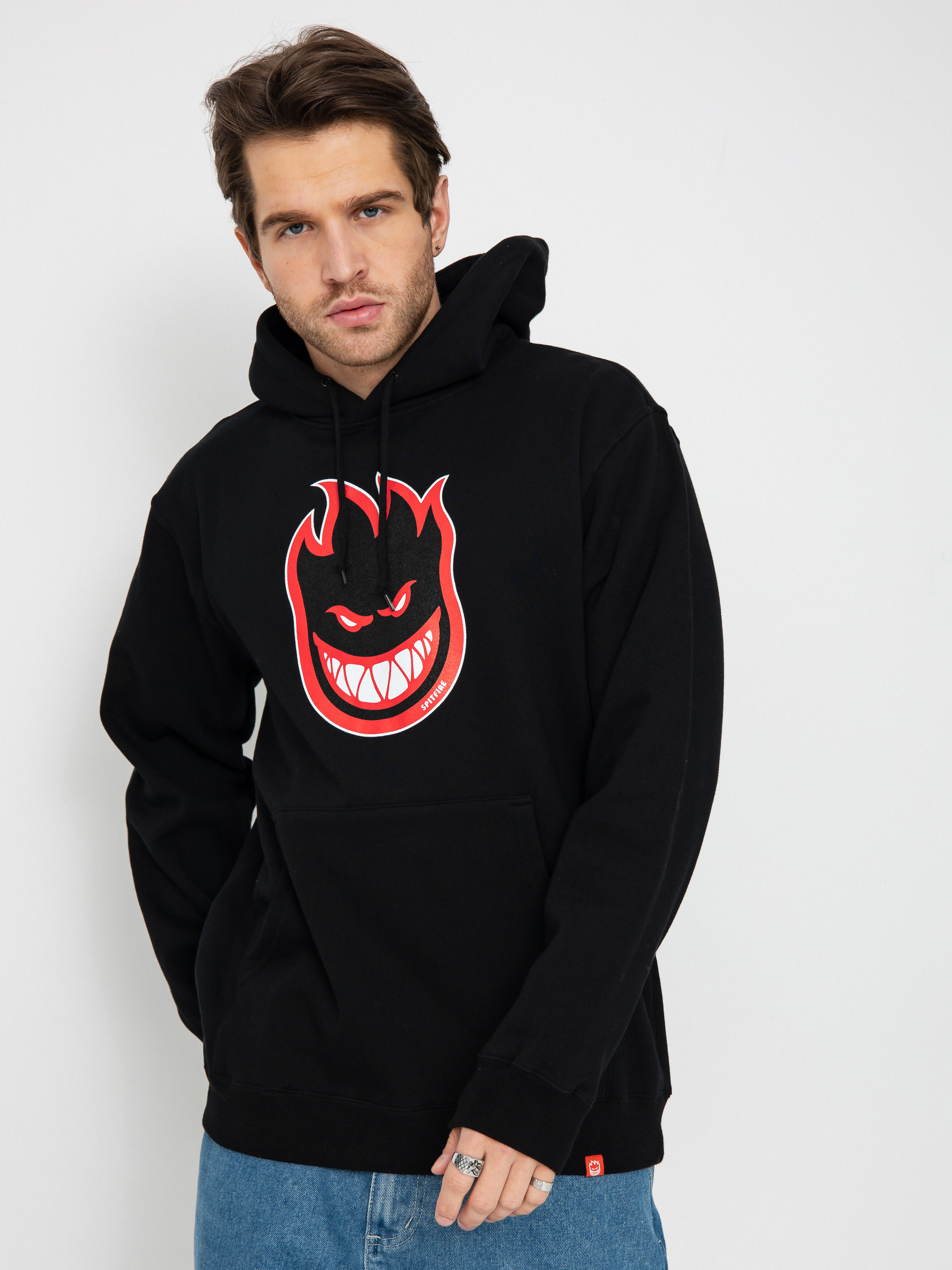 Hanorac cu glugă Spitfire Bighead Fill HD (black/black red & white print)