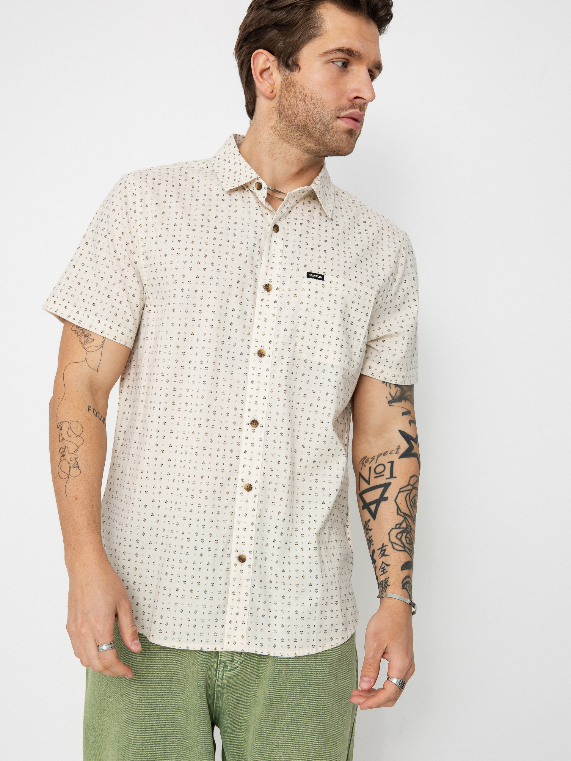 Cămașă Brixton Charter Print (off white/micro floral)