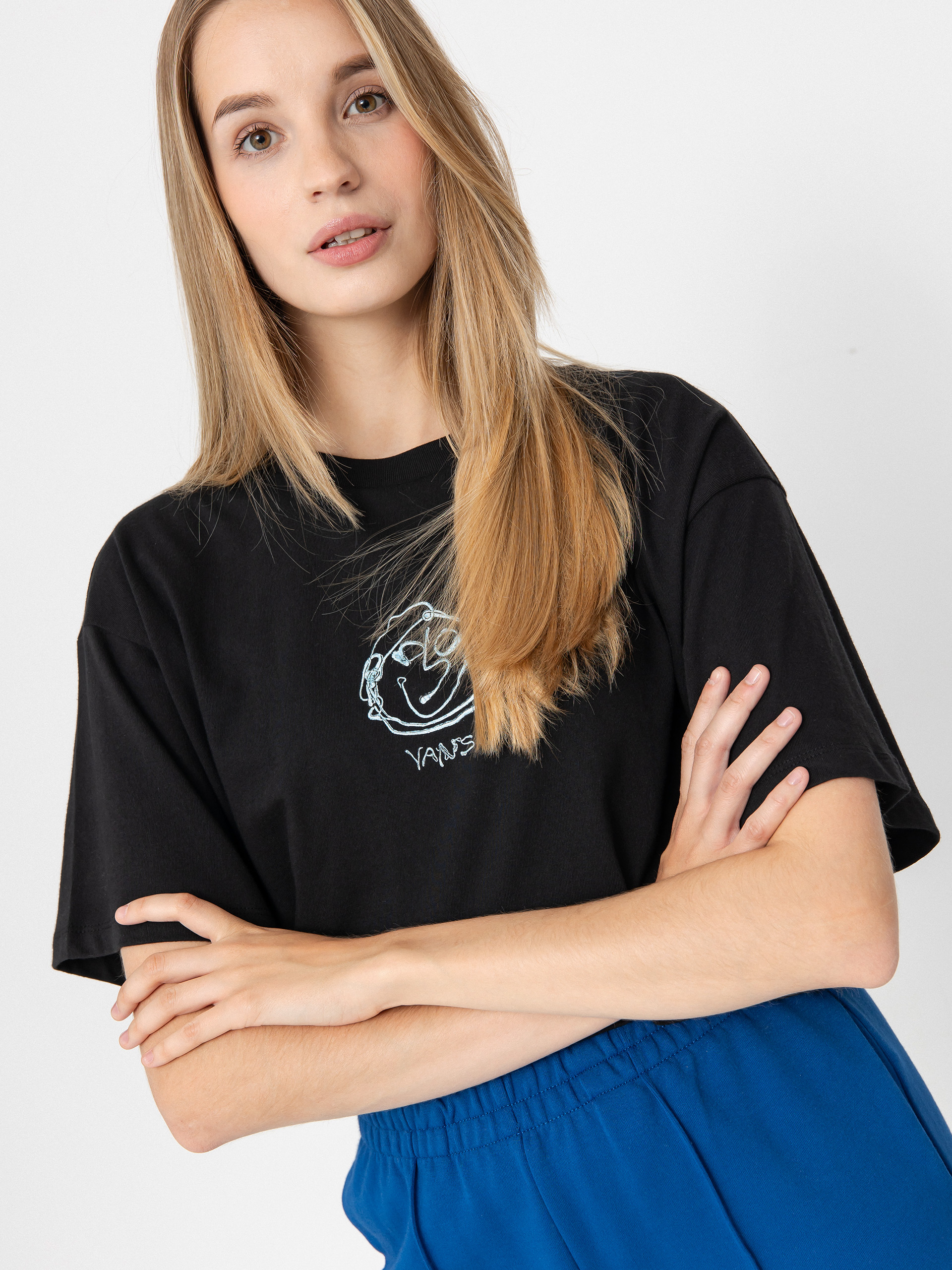Tricou Vans Grinning Face Relax Crop Wmn (black)