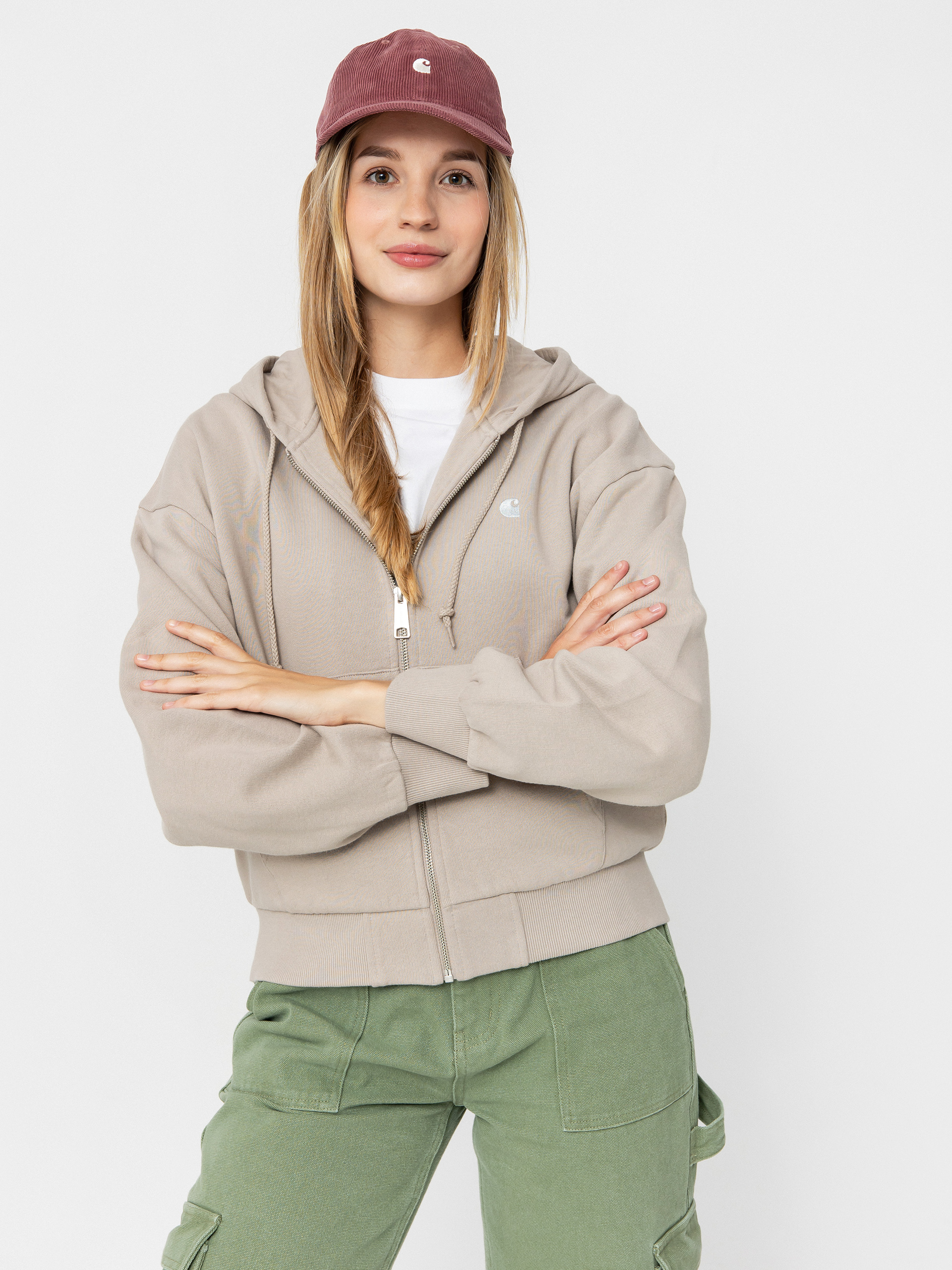 Hanorac cu glugă Carhartt WIP Casey ZHD Wmn (dusky beige/silver)