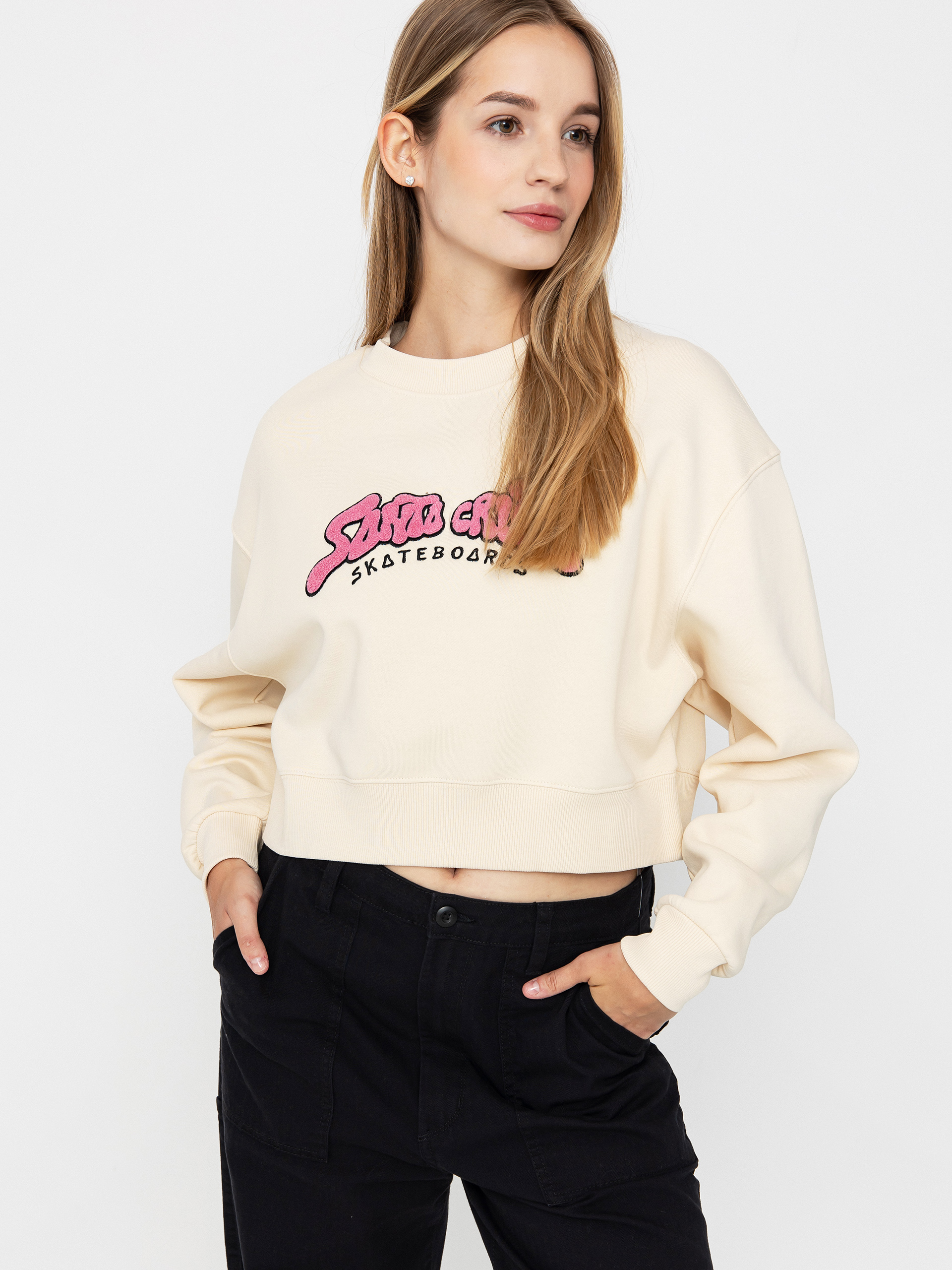 Hanorac Santa Cruz Winkowski 8Baller Strip Crew Wmn (chalk)