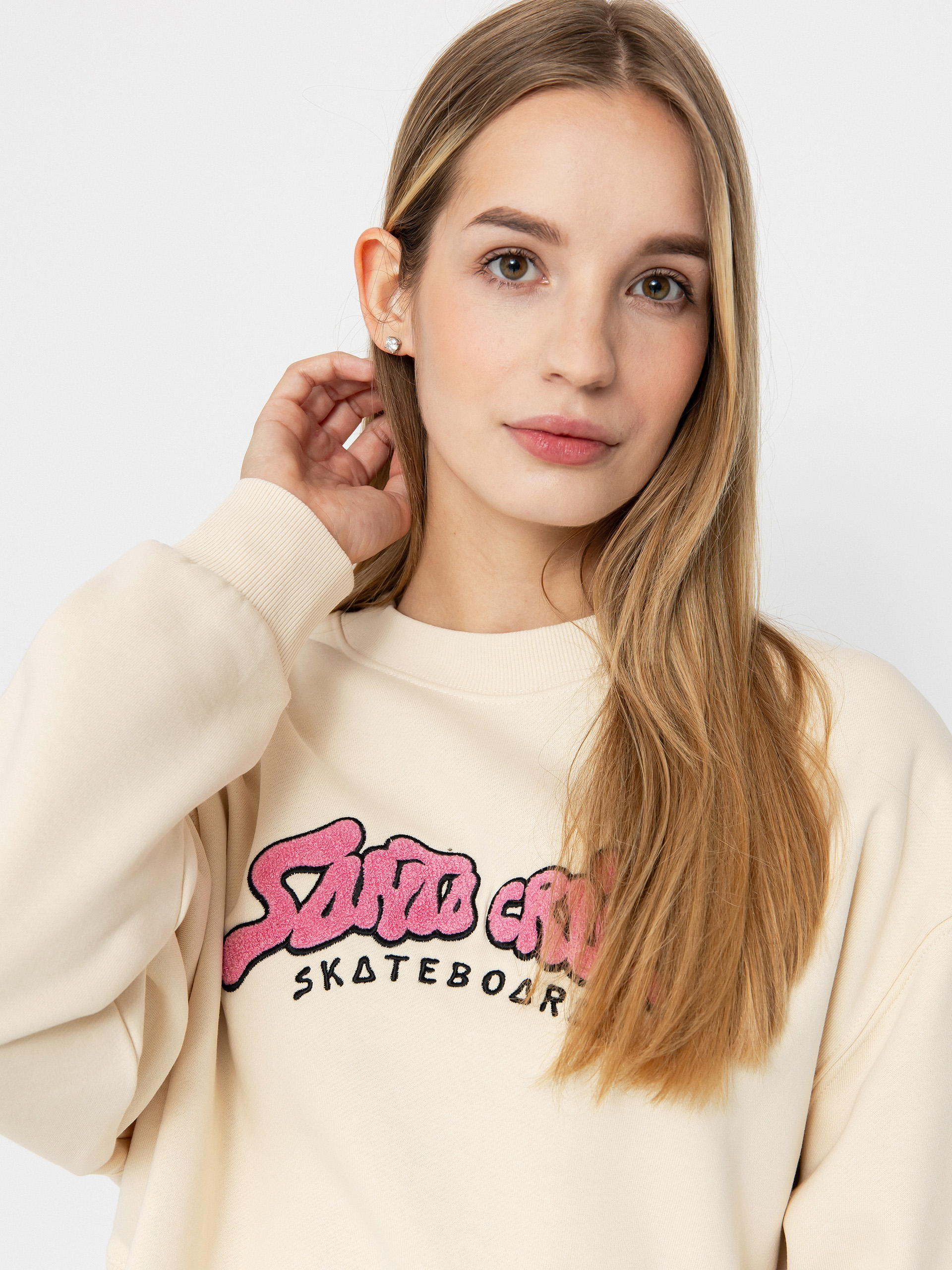 Hanorac Santa Cruz Winkowski 8Baller Strip Crew Wmn (chalk)