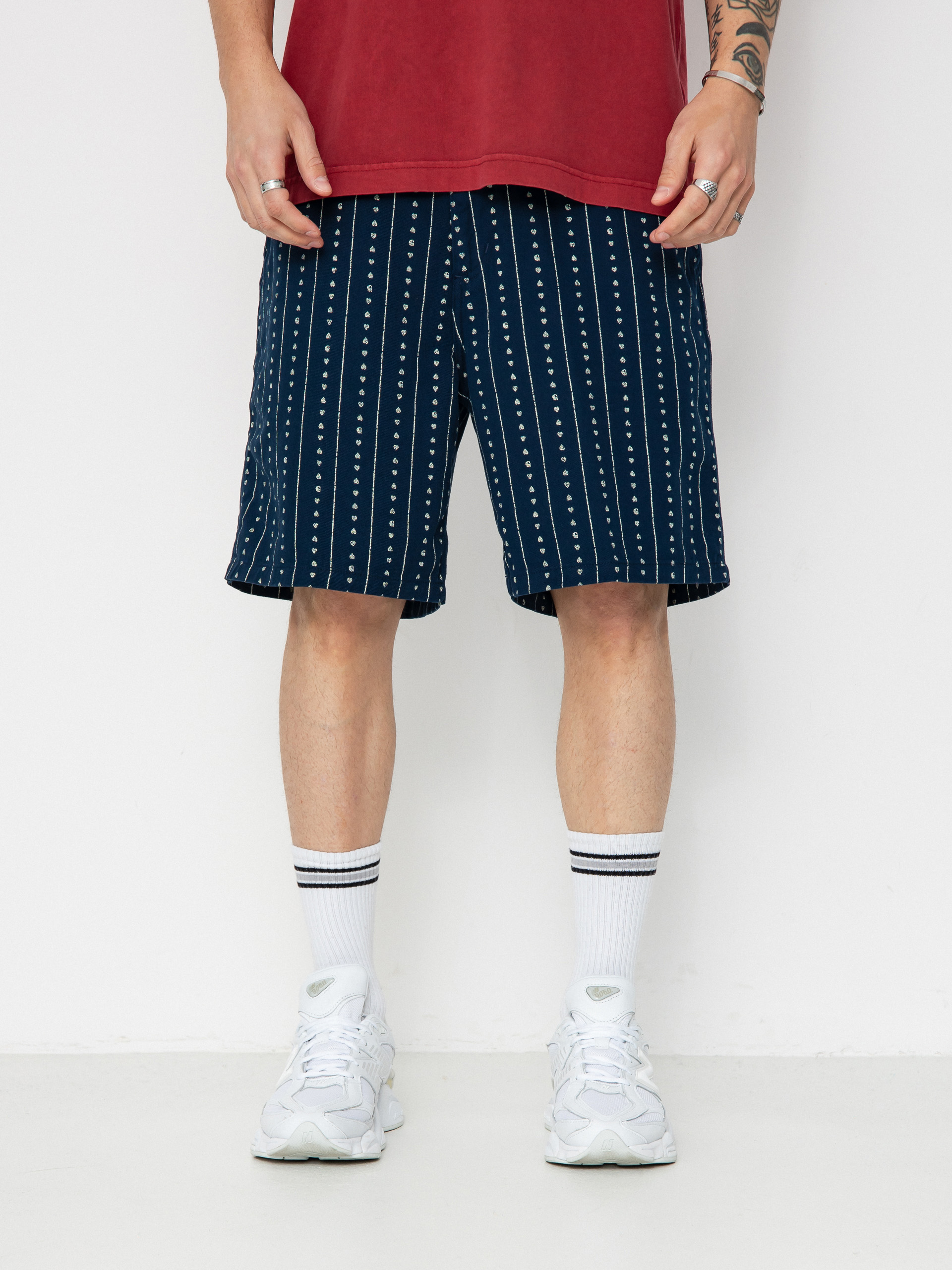 Pantaloni scurți Carhartt WIP Drewe (heart c pinstripe/ink/natural)