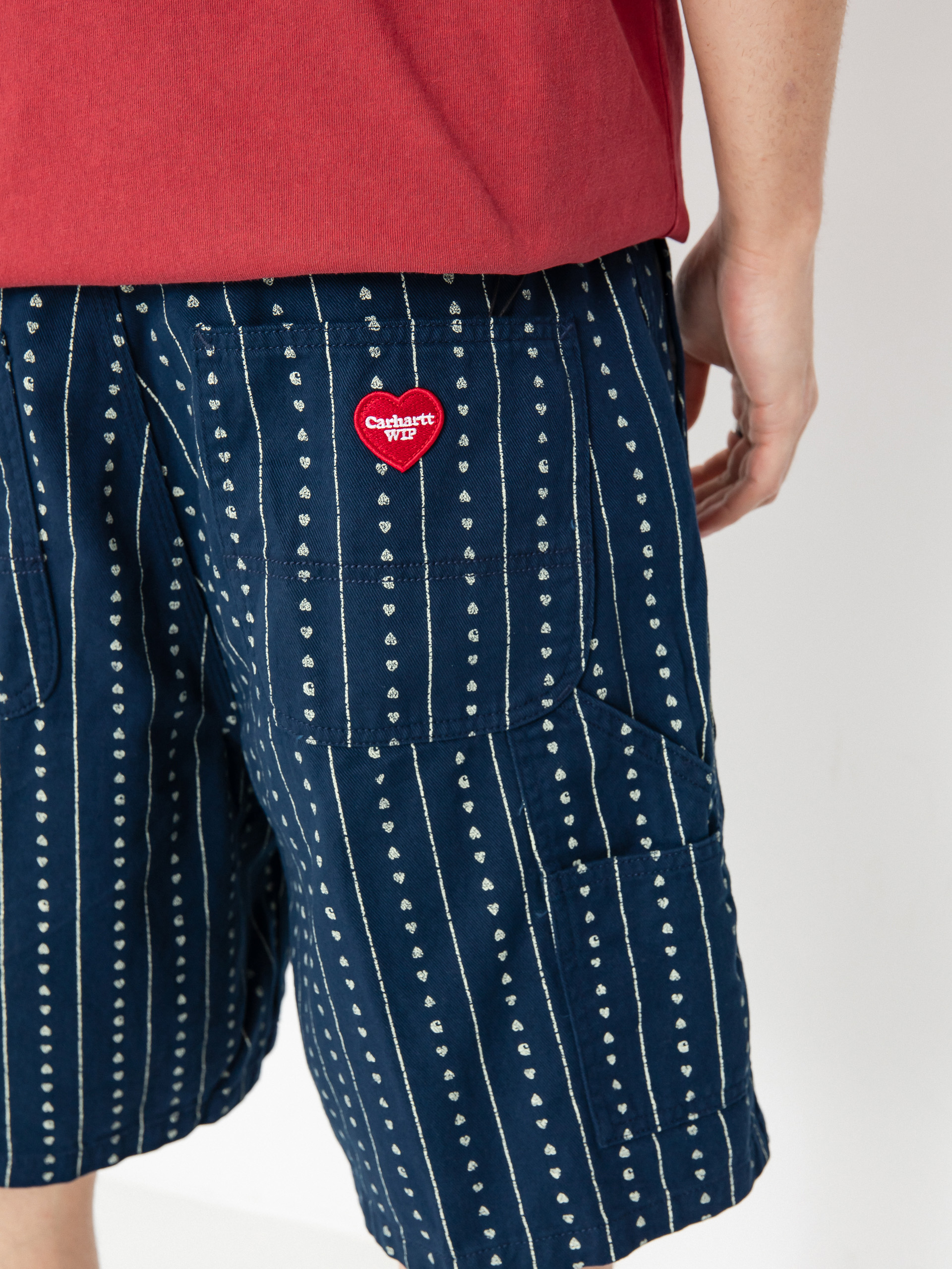 Pantaloni scurți Carhartt WIP Drewe (heart c pinstripe/ink/natural)