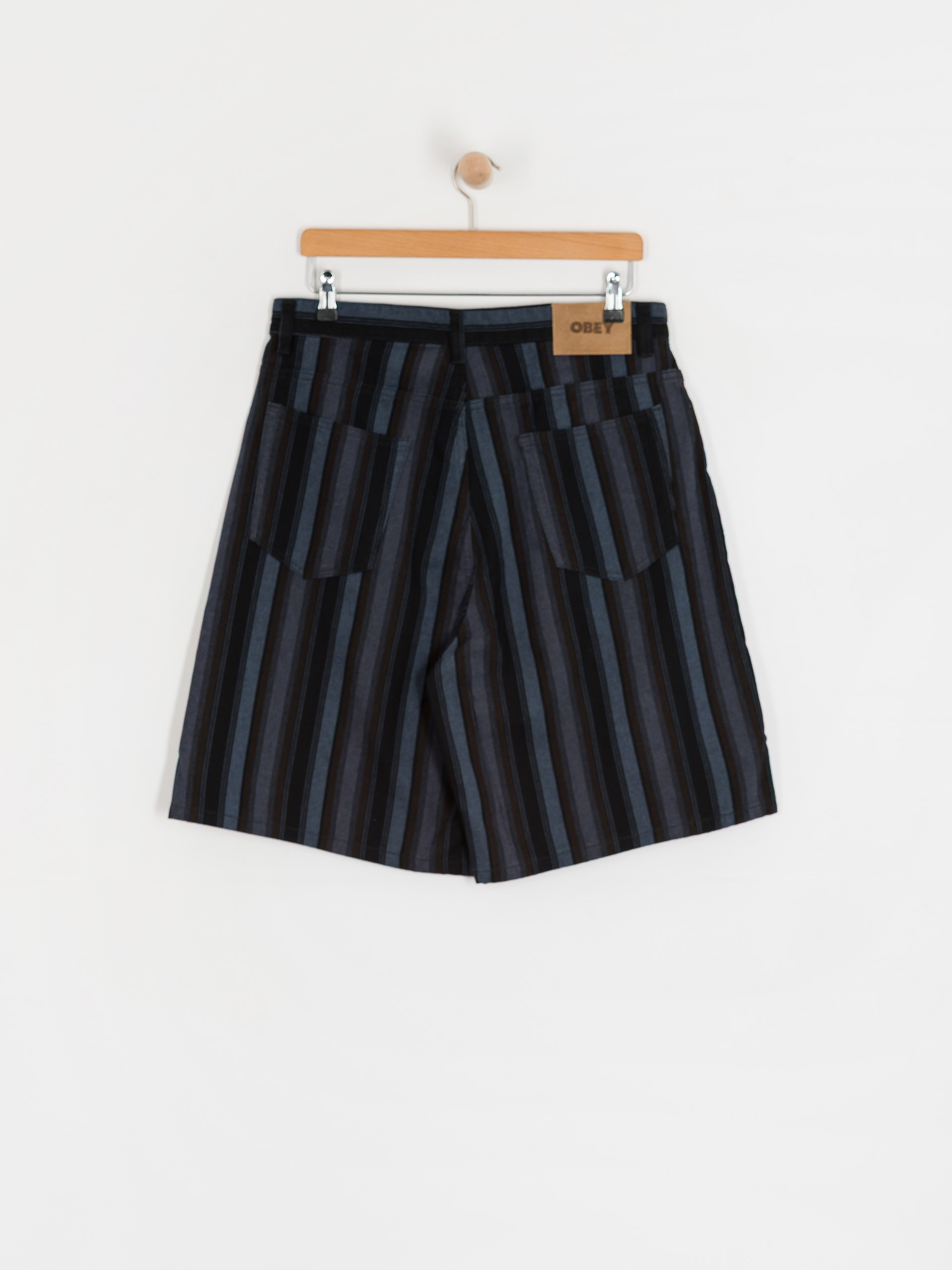 Pantaloni scurți OBEY Baja Stripe Baggy Denim (black multi)
