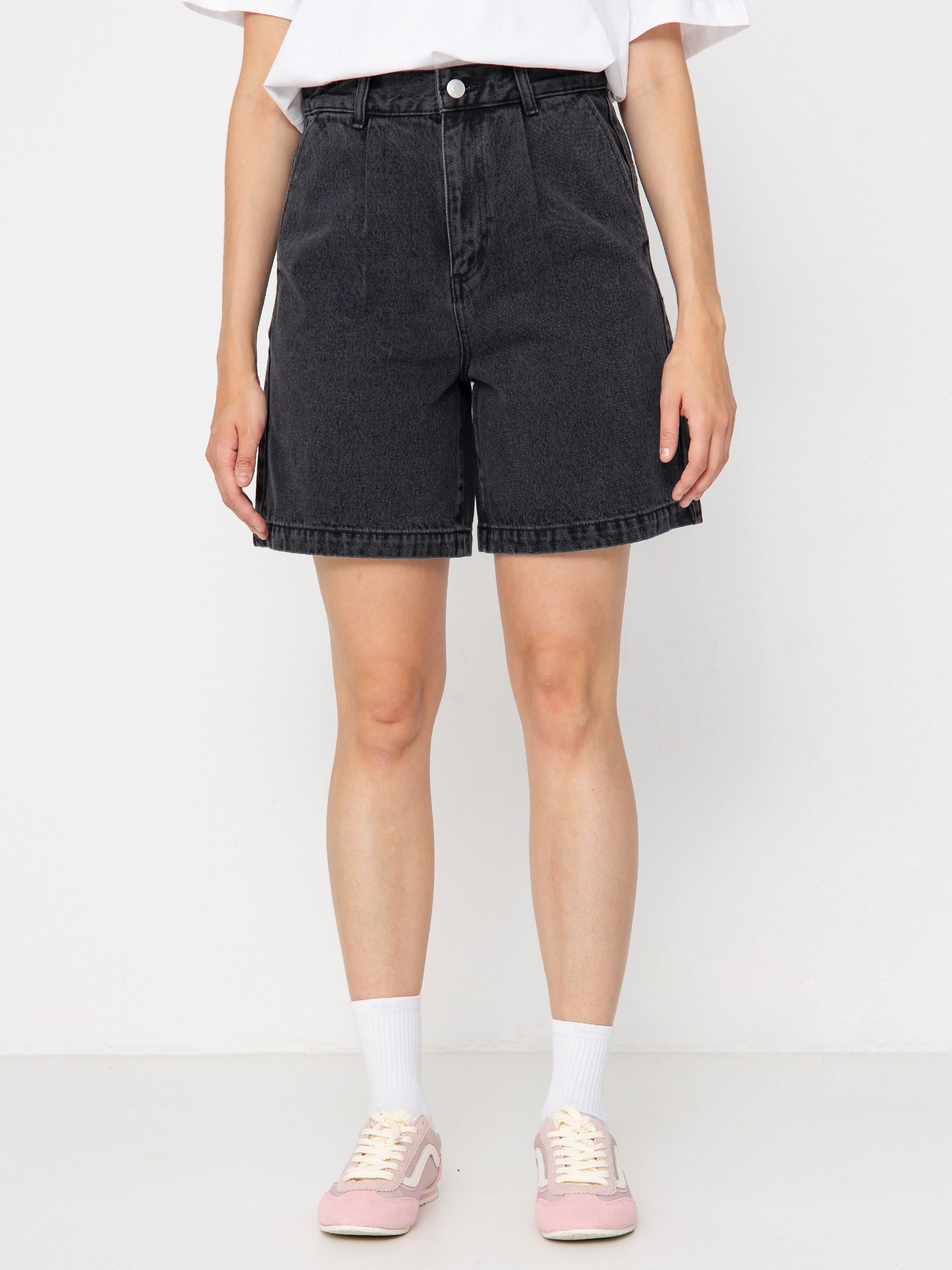 Pantaloni scurți OBEY Eli II Denim Pleated Wmn (black ash)